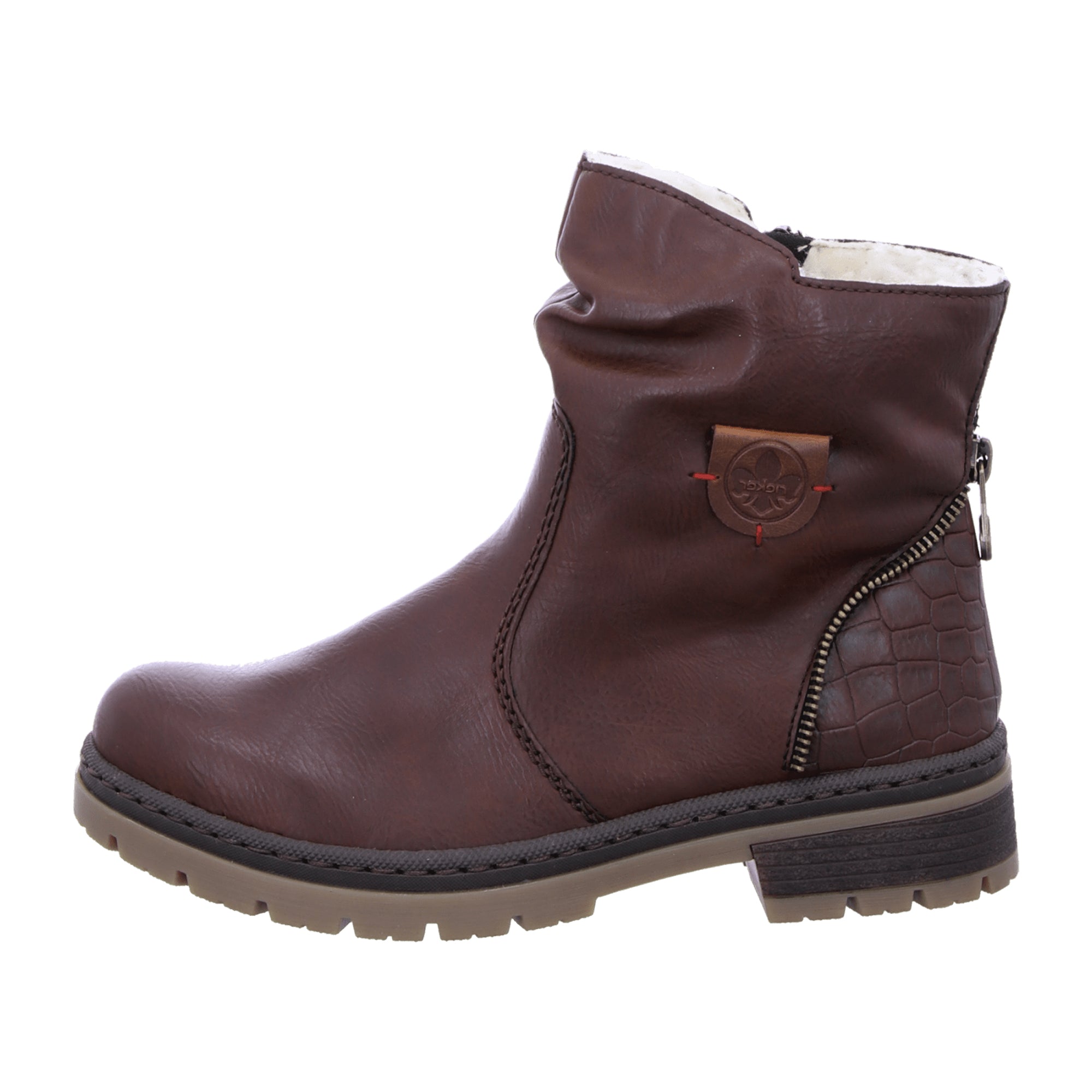 Rieker Women's Brown Ankle Boots with Zip and Warm Lining for Fall/Winter