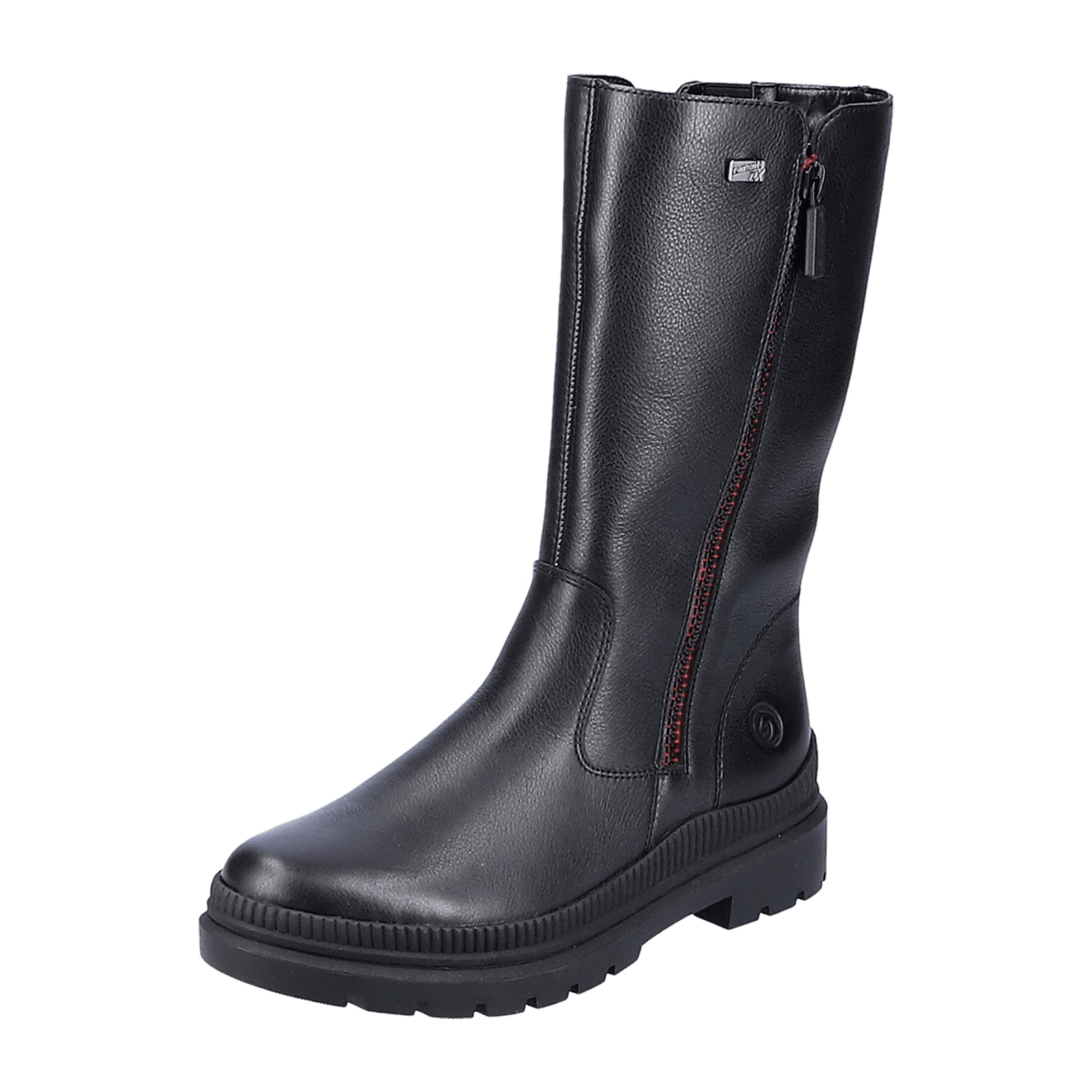 Remonte Women's Black Leather Boots Waterproof Warm Lined Easy Zip Winter