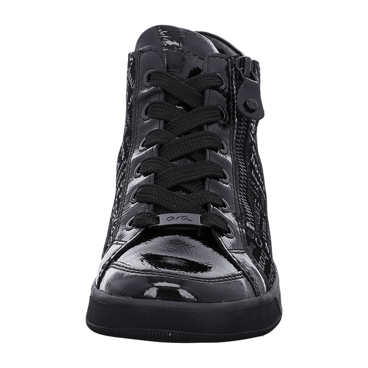 ARA ROM Women's Smooth Leather Lace-Up Sneakers in Black