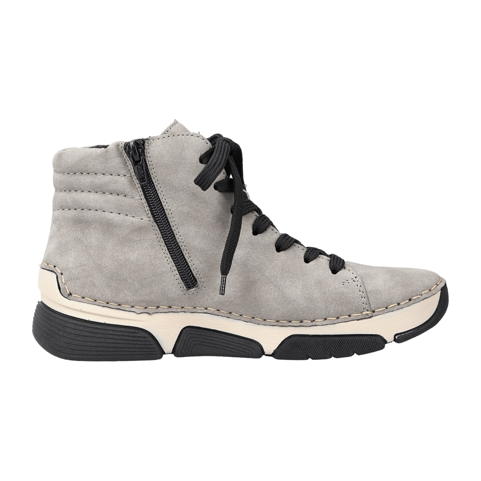 Rieker HWK Women's Gray Ankle Boots with Warm Lining and Shock Absorbing Sole