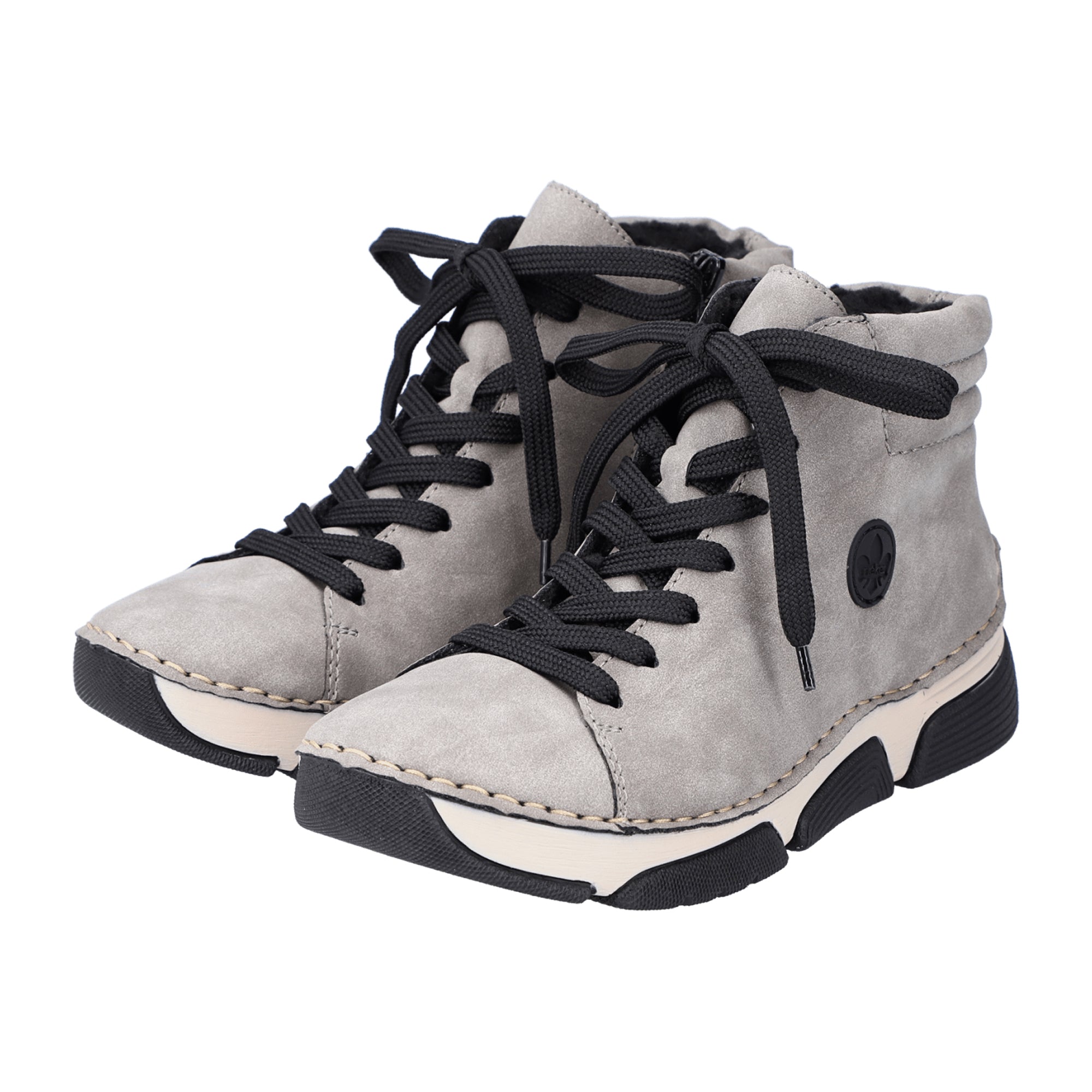Rieker HWK Women's Gray Ankle Boots with Warm Lining and Shock Absorbing Sole