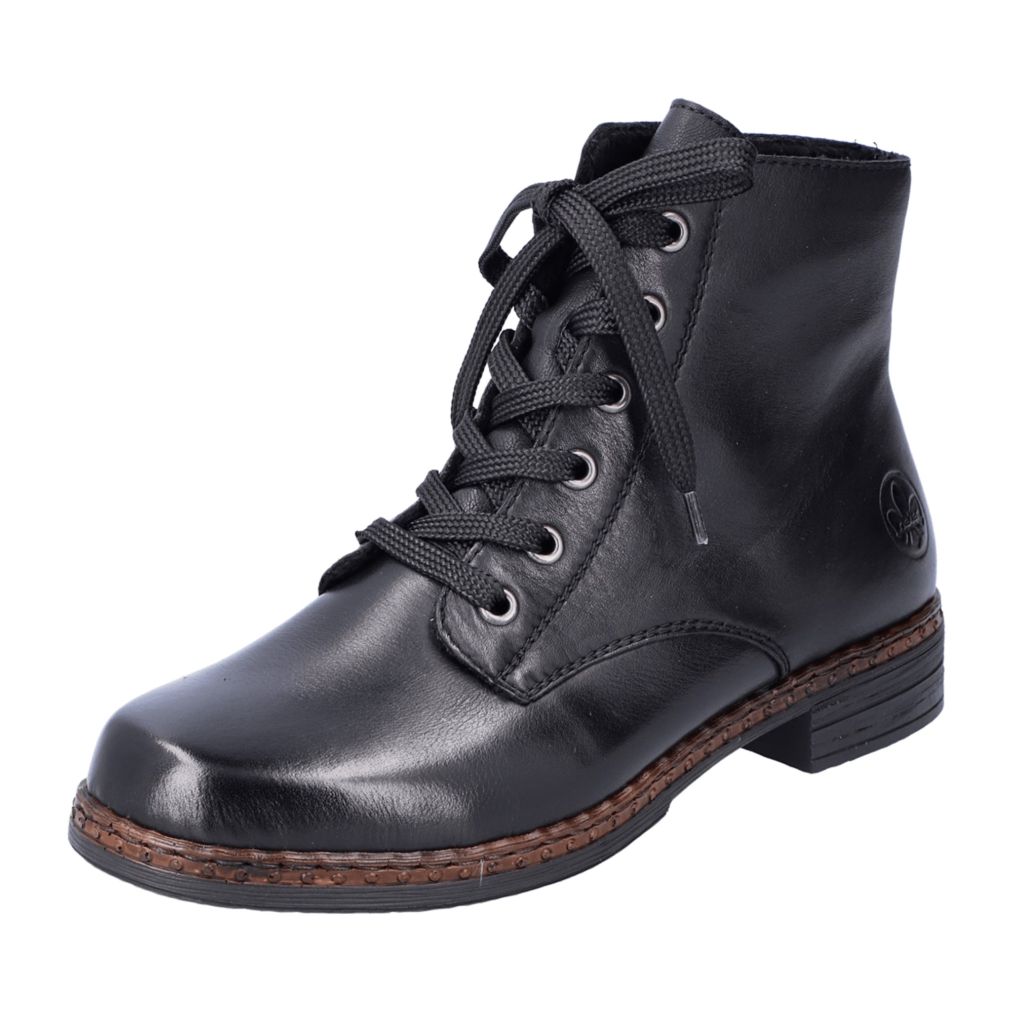 Rieker HWK Black Women's Lace-Up Boots with Zipper Comfort and Style