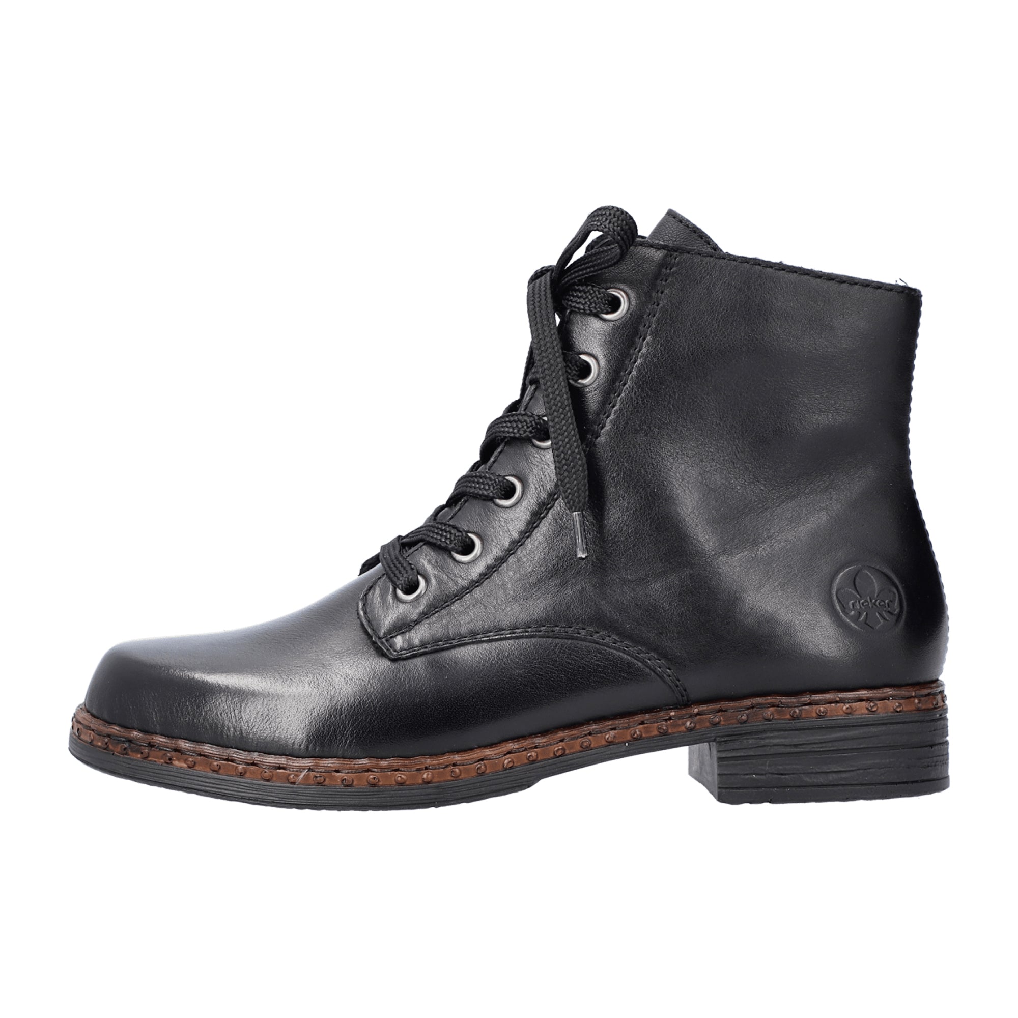 Rieker HWK Black Women's Lace-Up Boots with Zipper Comfort and Style