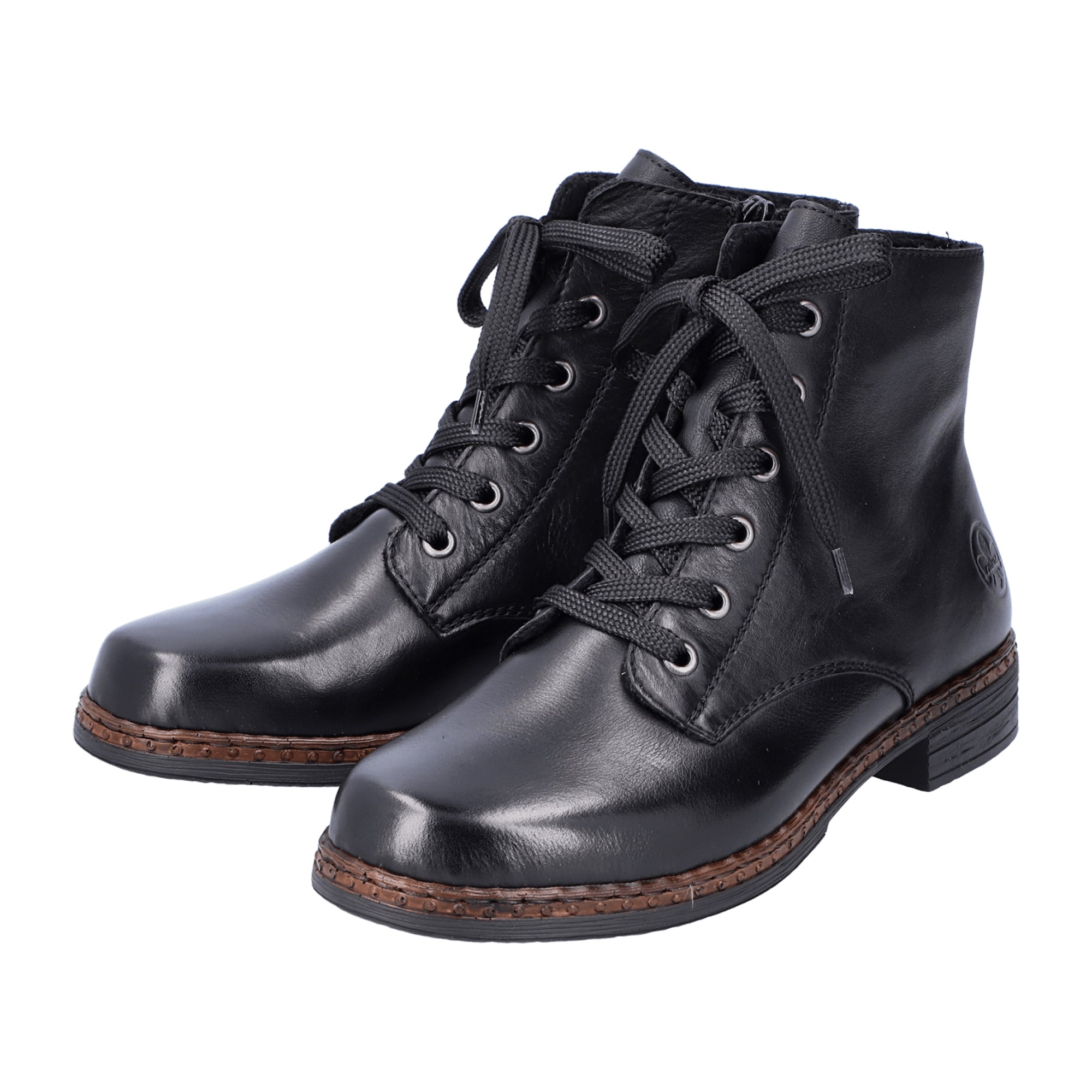 Rieker HWK Black Women's Lace-Up Boots with Zipper Comfort and Style