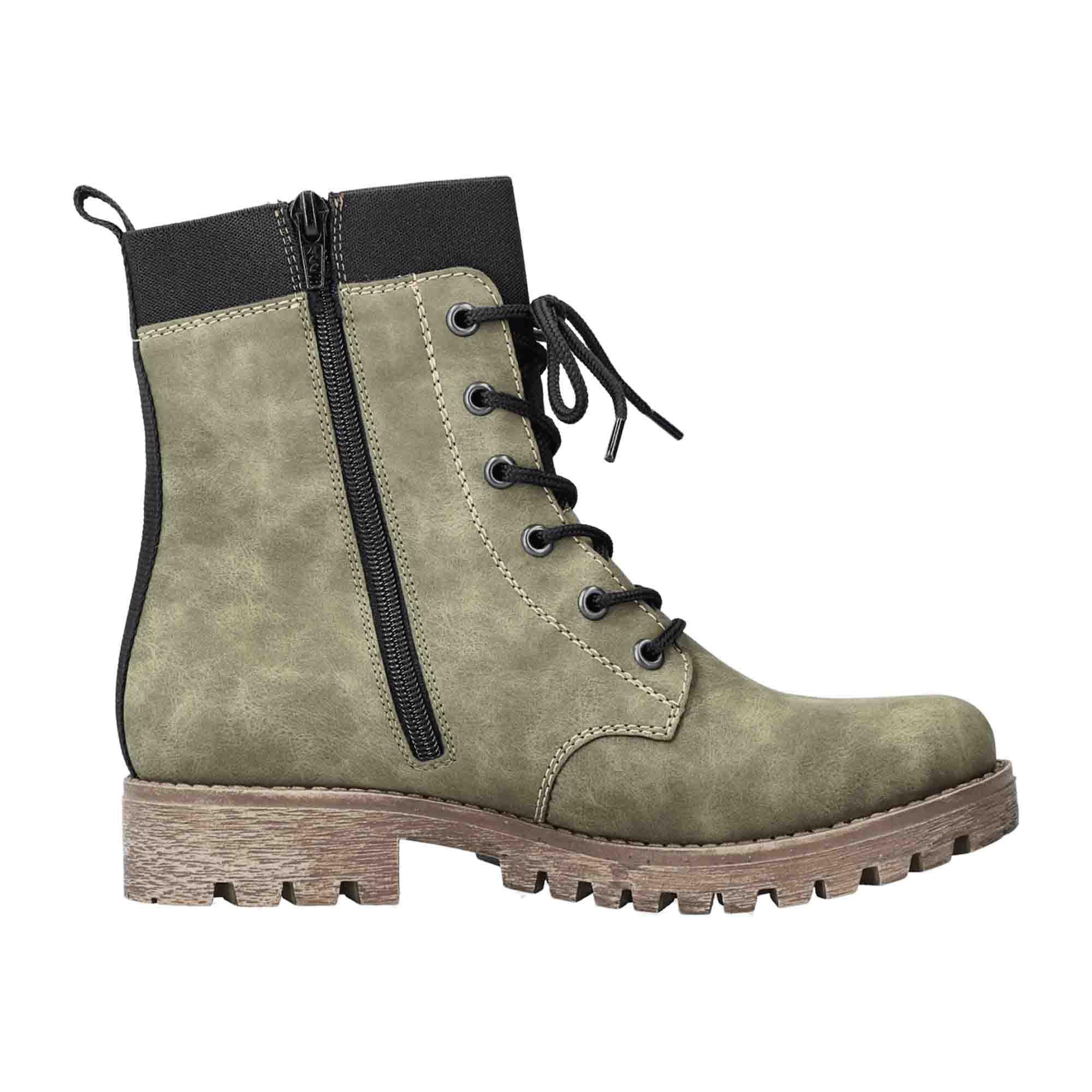Rieker Women's Green Lace-Up Ankle Boots with Warm Lining for Winter