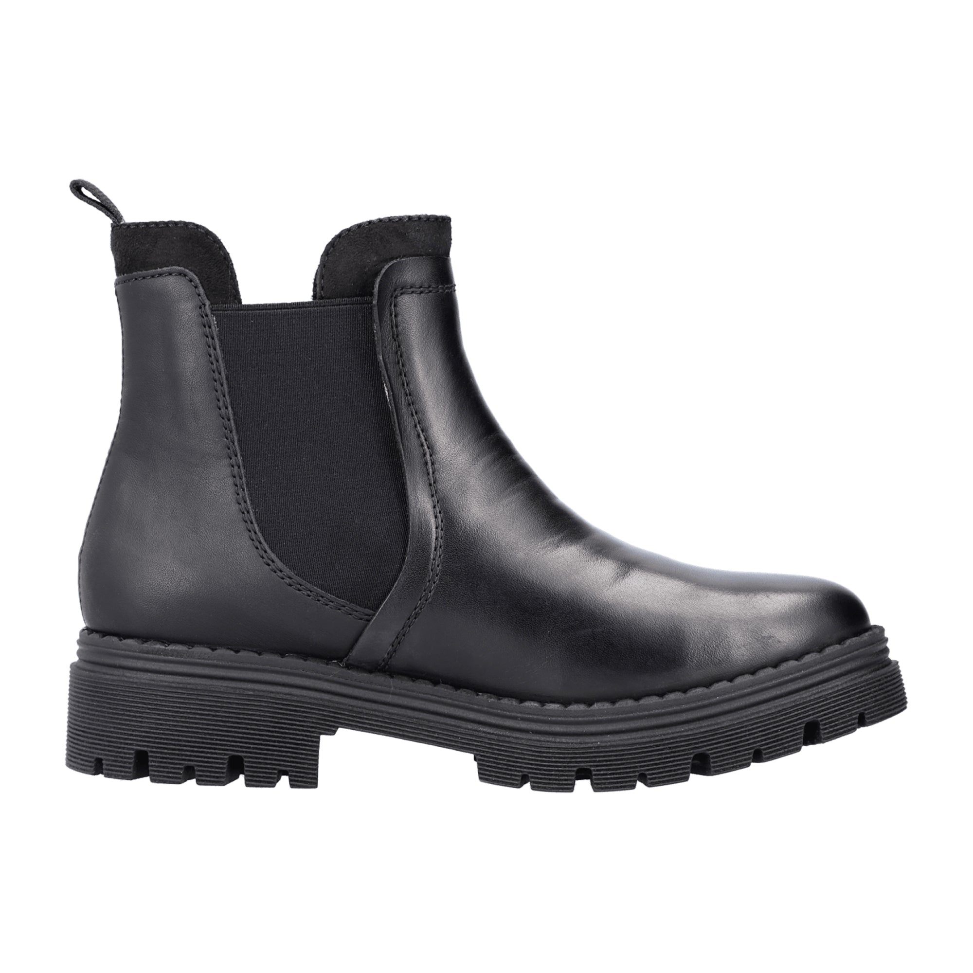 Rieker Chelsea Boots Black for Women with Warm Lining and Easy Slip-On Design