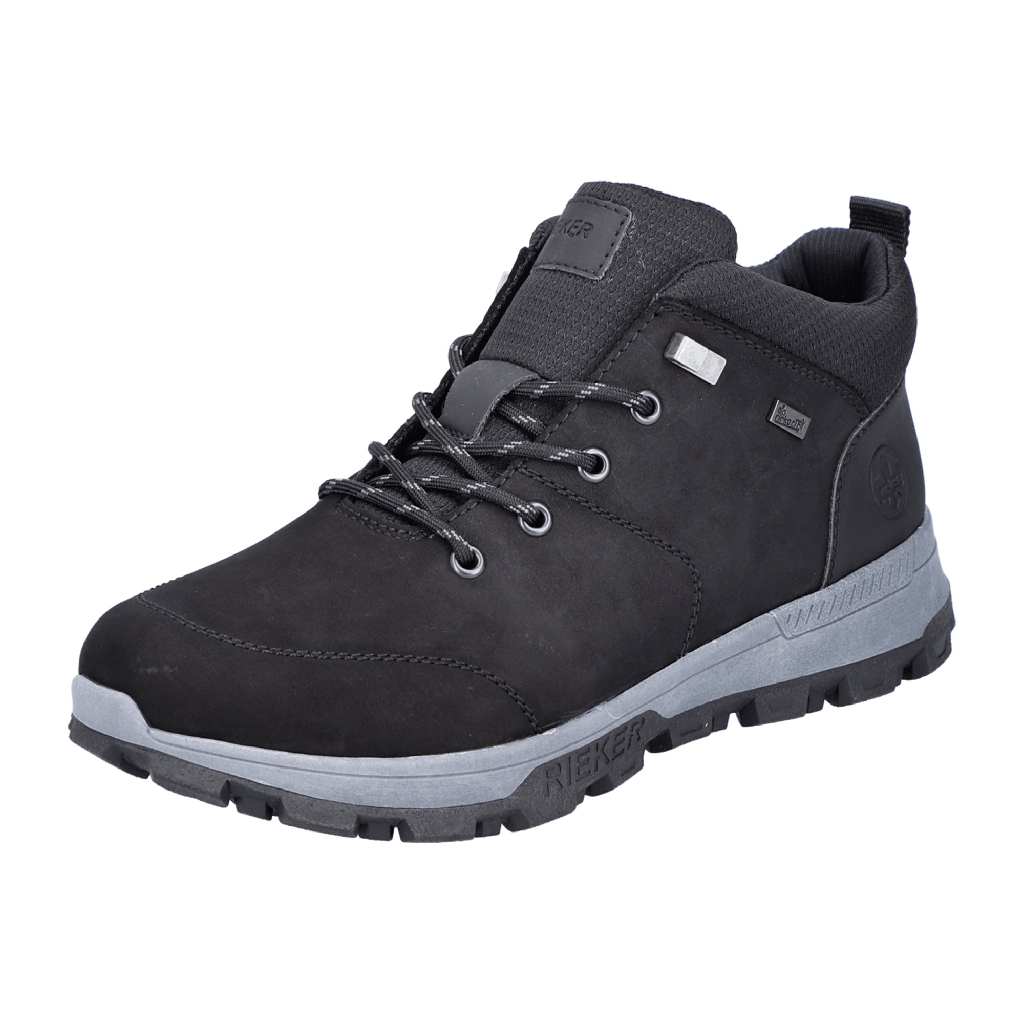 Rieker Men's Comfortable Black Lace-Up Shoes Warm Water-Resistant Casual Boots