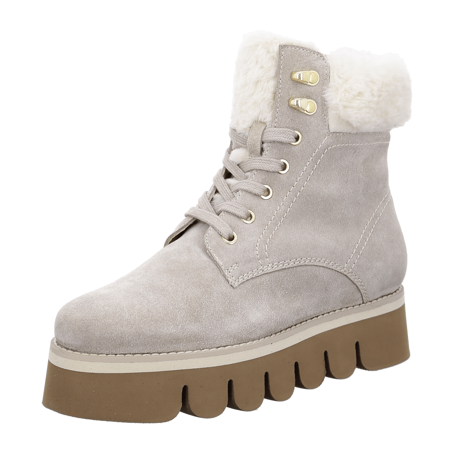 ARA Vigonza Women's Winter Booties in Beige Suede with Leather Lining, Pull-On