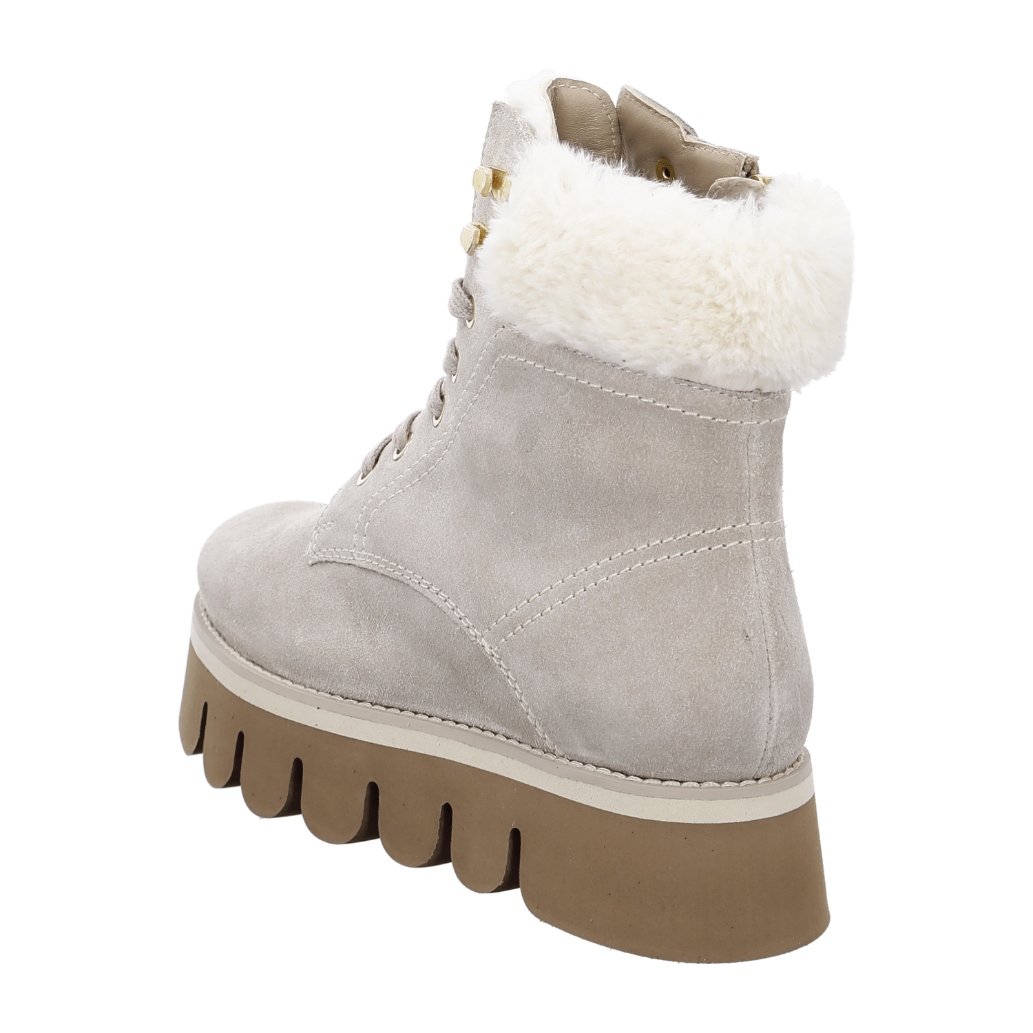ARA Vigonza Women's Winter Booties in Beige Suede with Leather Lining, Pull-On