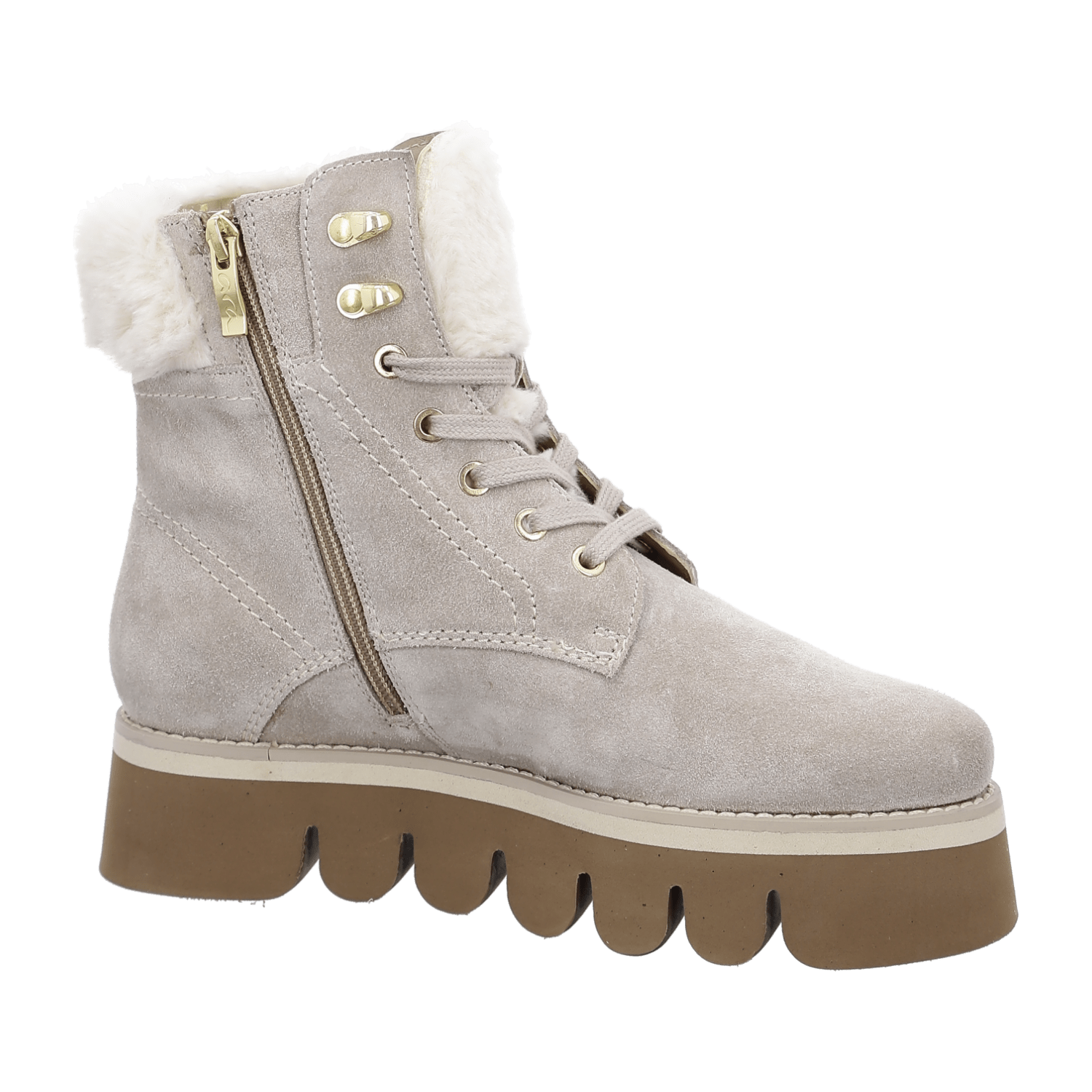 ARA Vigonza Women's Winter Booties in Beige Suede with Leather Lining, Pull-On