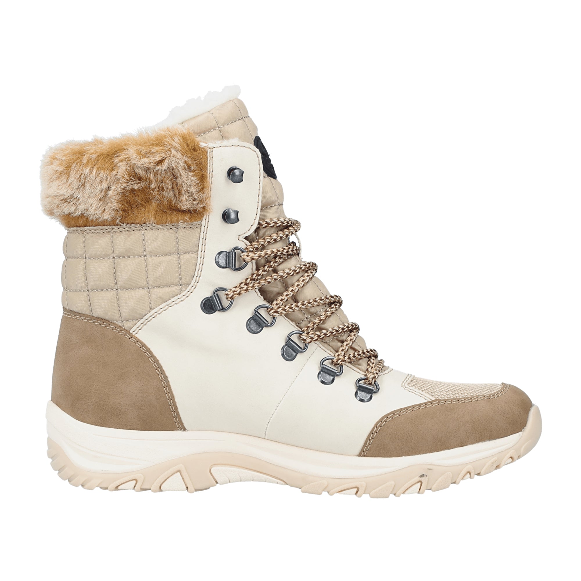Rieker Tex Beige Lace-Up Boots for Women with Warm Lining and Comfort Sole