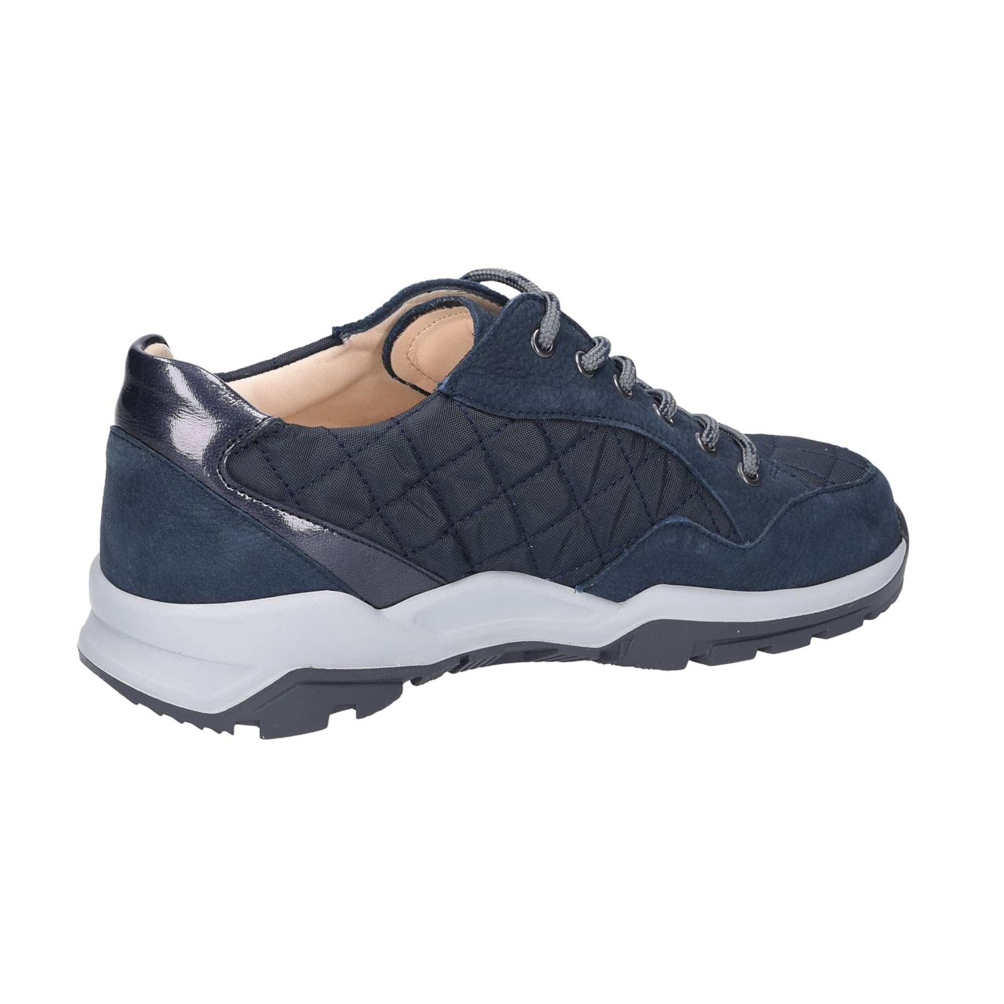 Finn Comfort Tessin Women's Leather/Nylon Sneakers - Marine/Atlantic Blue, Comfortable Lace-up Shoes with Shock Absorber - Bartel-Shop