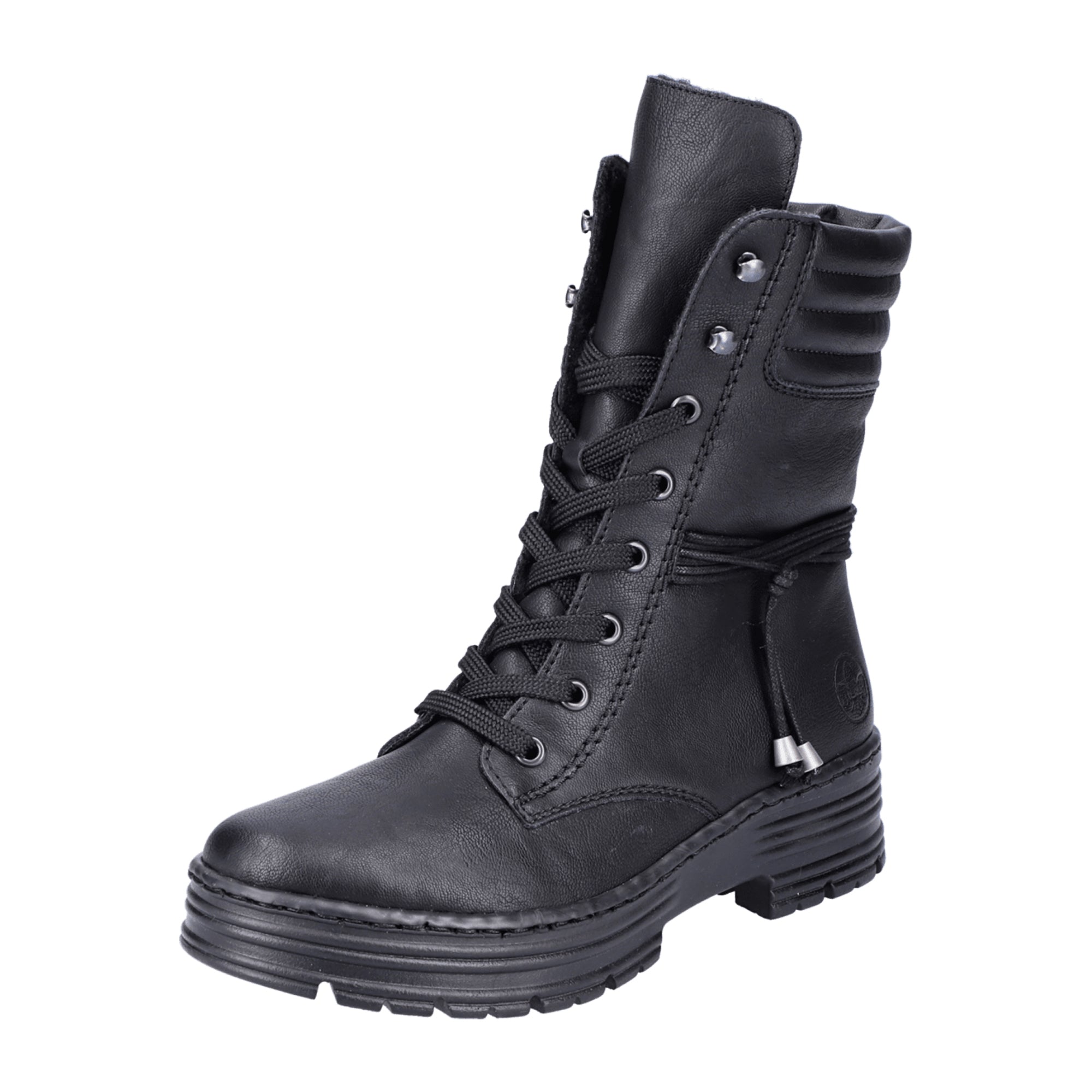 Rieker Black Women's Boots X8521-00 Comfortable Lace-up and Zipper Design