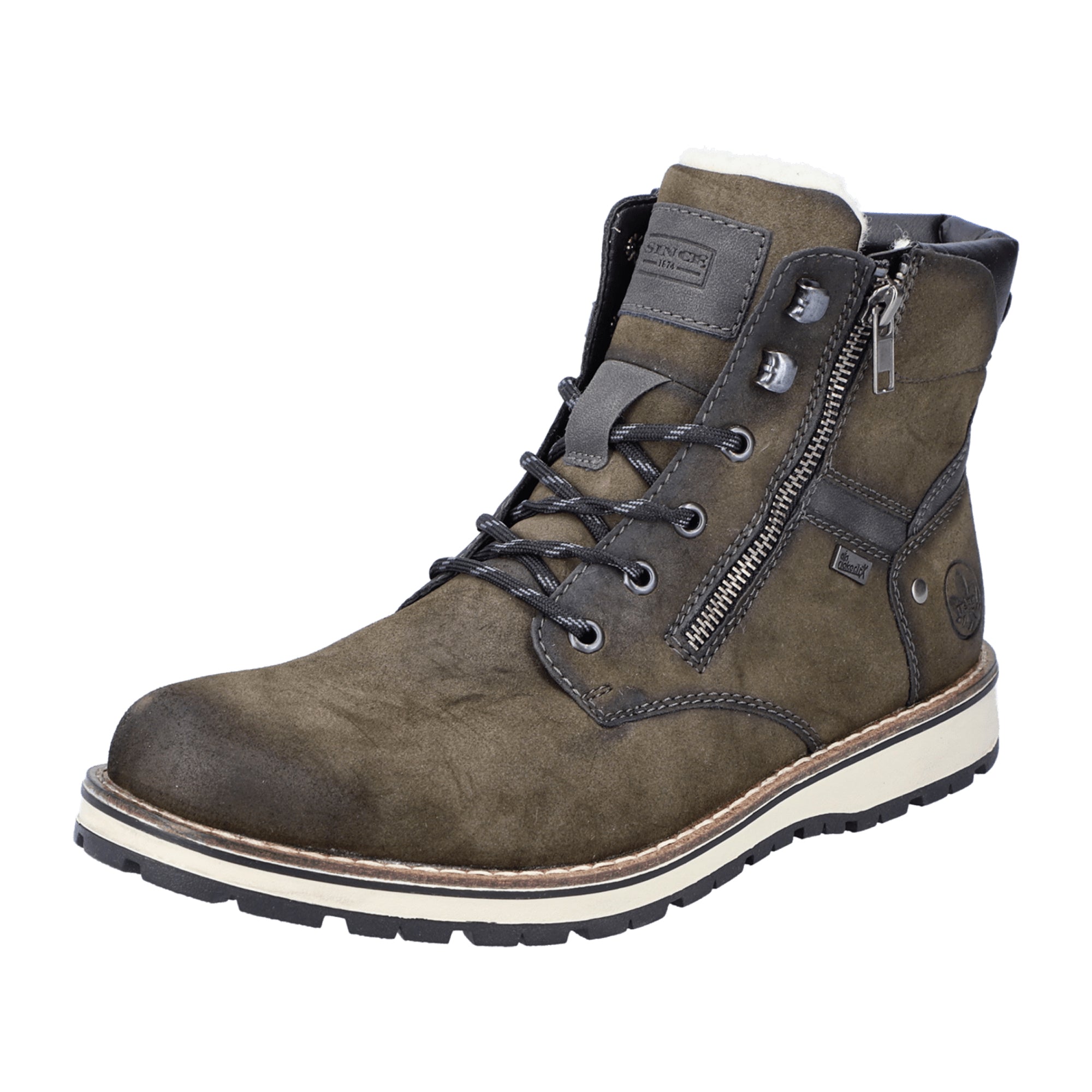 Rieker Men's Green Shoes, Warm Wool Lining, Waterproof, Lace-Up, Fall/Winter