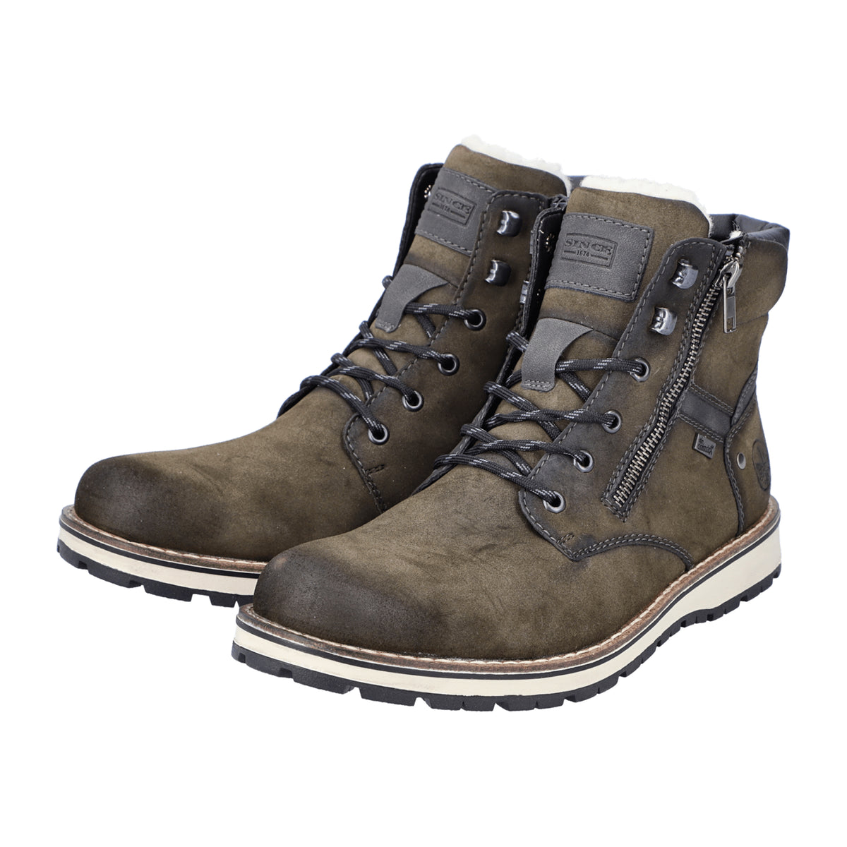Rieker Men's Green Shoes, Warm Wool Lining, Waterproof, Lace-Up, Fall/Winter - Bartel-Shop