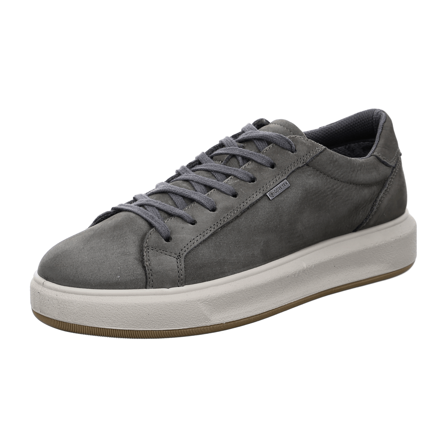 ARA Men's Smooth Leather Lace-Up Sneakers in Grey