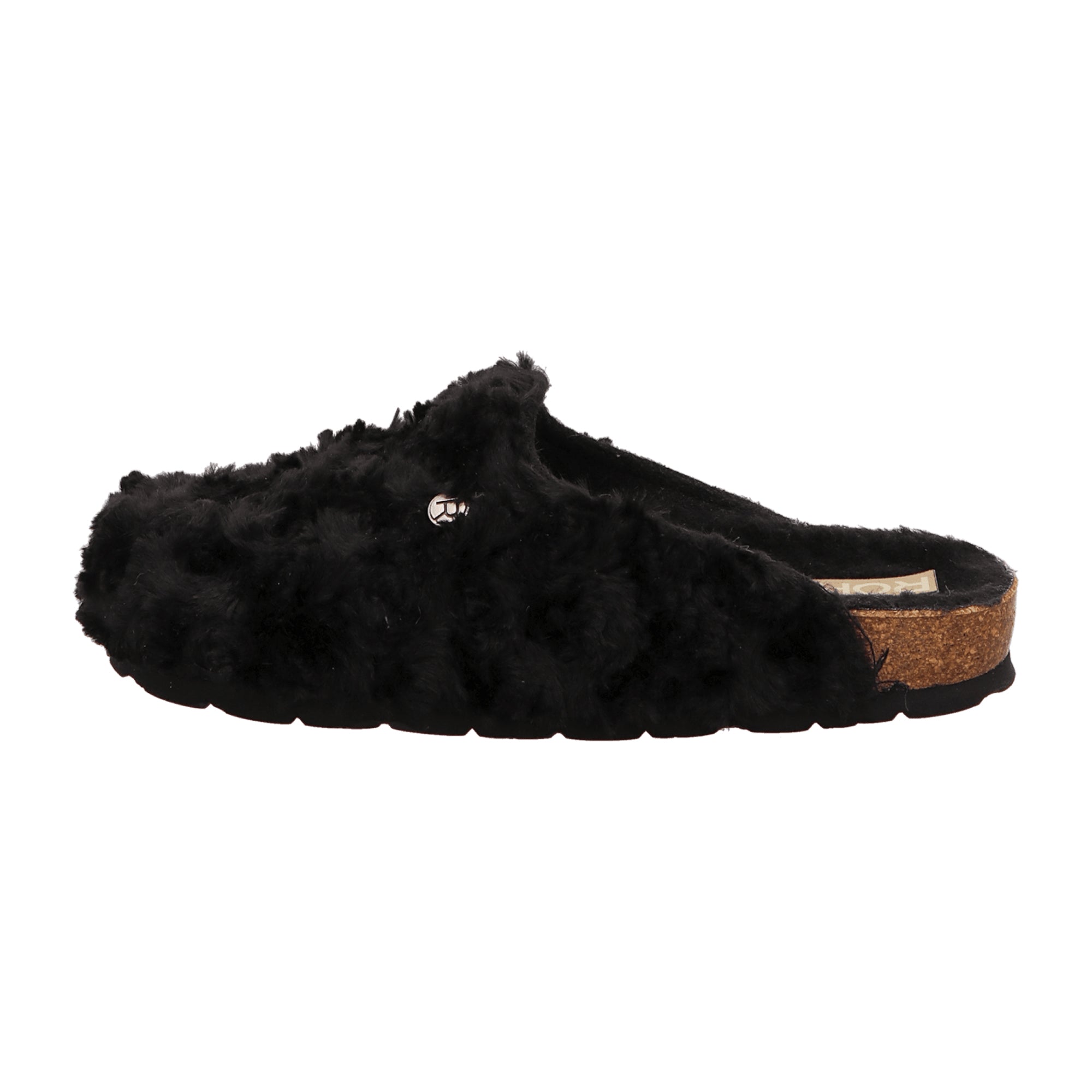 Rohde Alba 6063-90 Black Plush Women's Slippers Warm Lined Comfortable Shoes