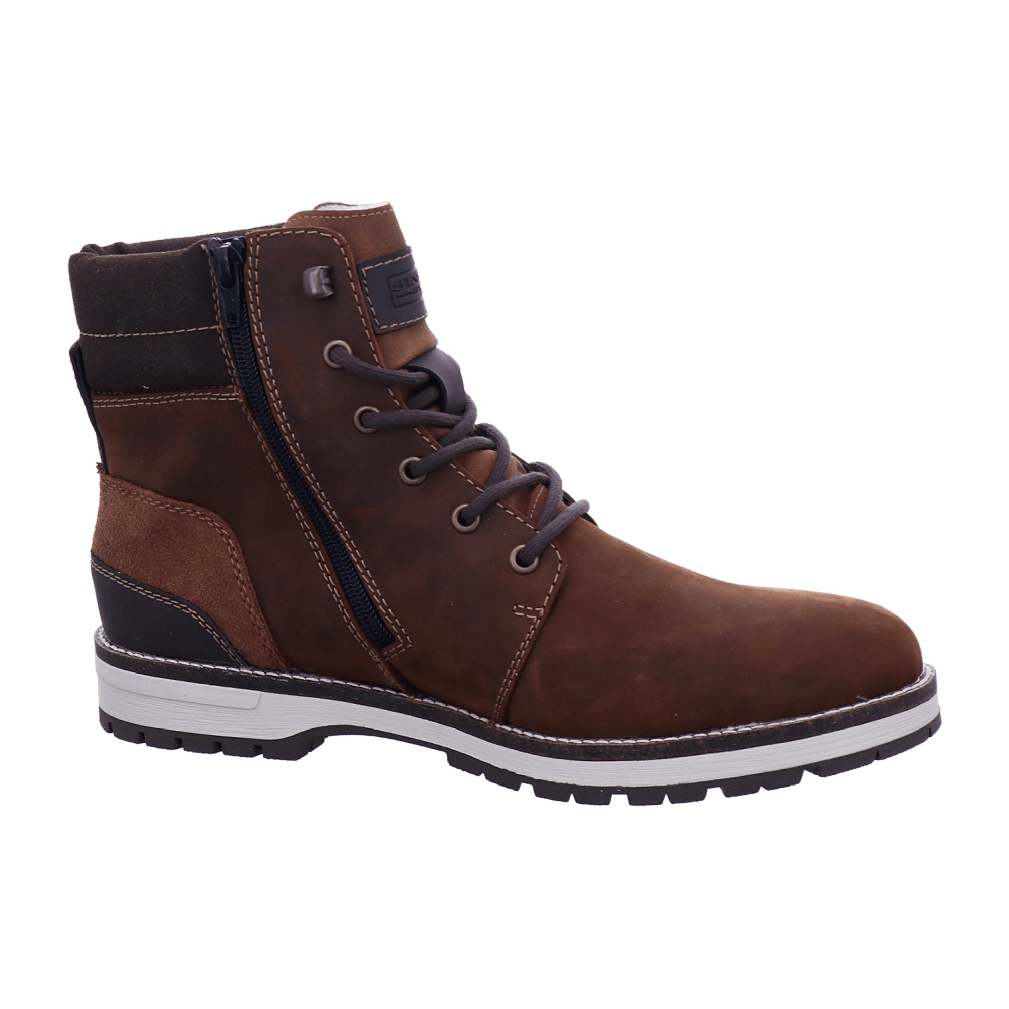 Rieker HWK Men's Brown Lace-Up Boots with Zipper and Wool Lining