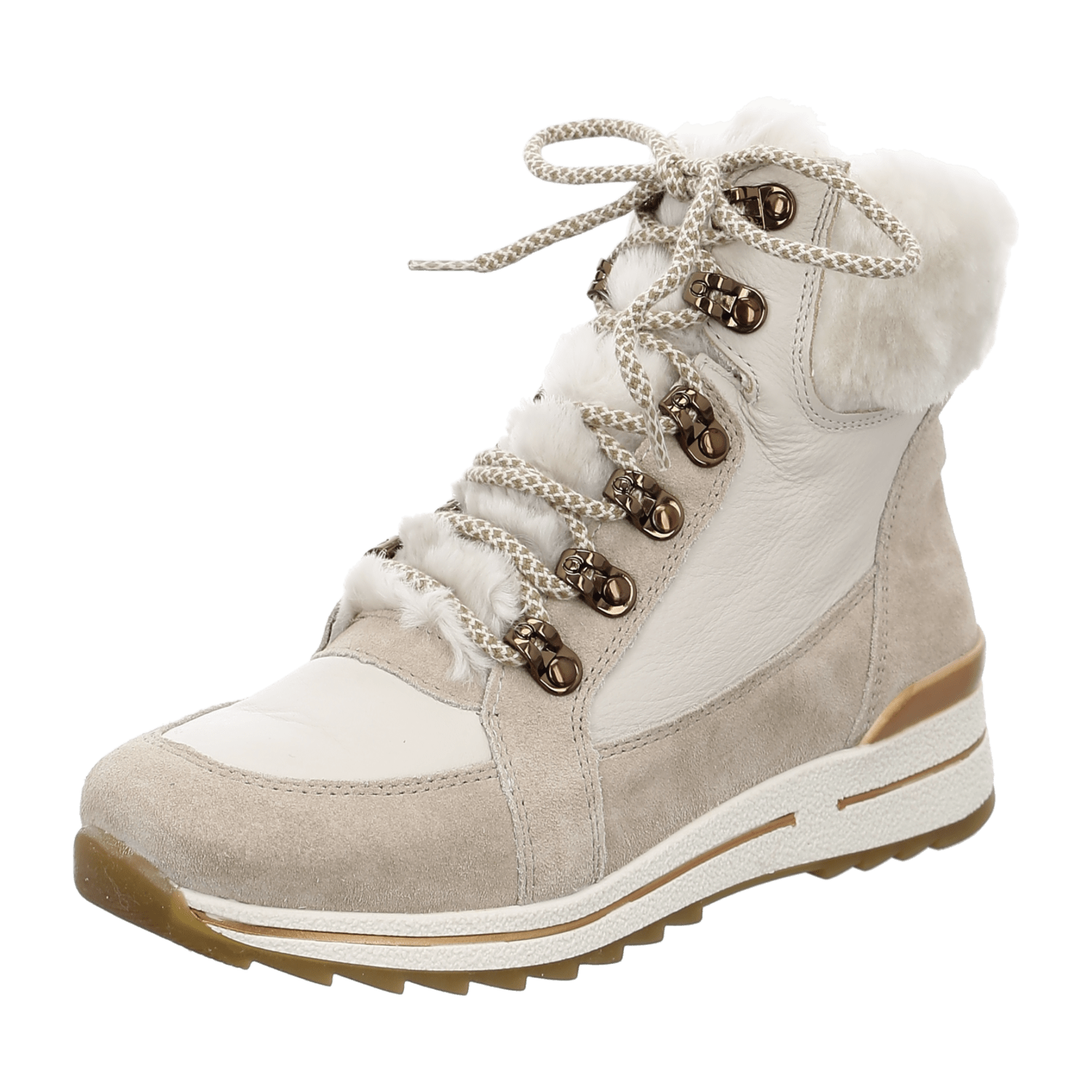 ARA Women's Osaka Winter Boots in Beige Suede with Lace-Up Design and Warm Lining