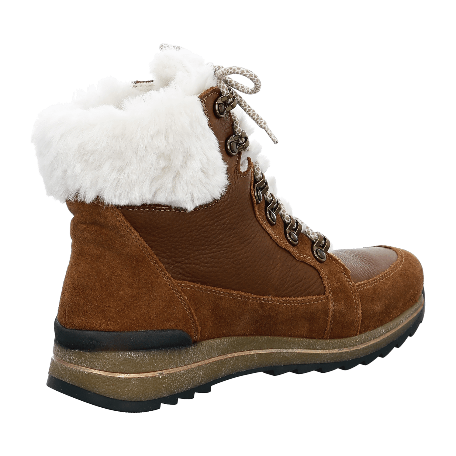 ARA Osaka Women's Winter Boots in Suede Leather, Lace-Up Boots with Warm Lining in Brown