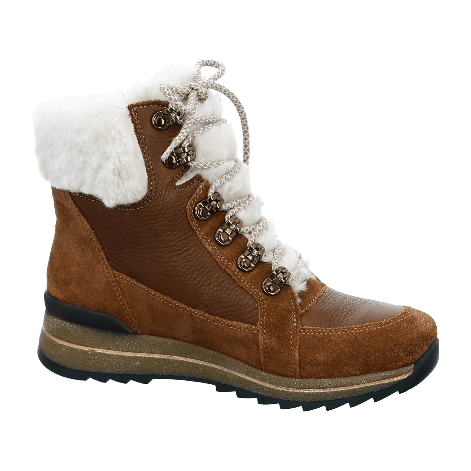 ARA Osaka Women's Winter Boots in Suede Leather, Lace-Up Boots with Warm Lining in Brown