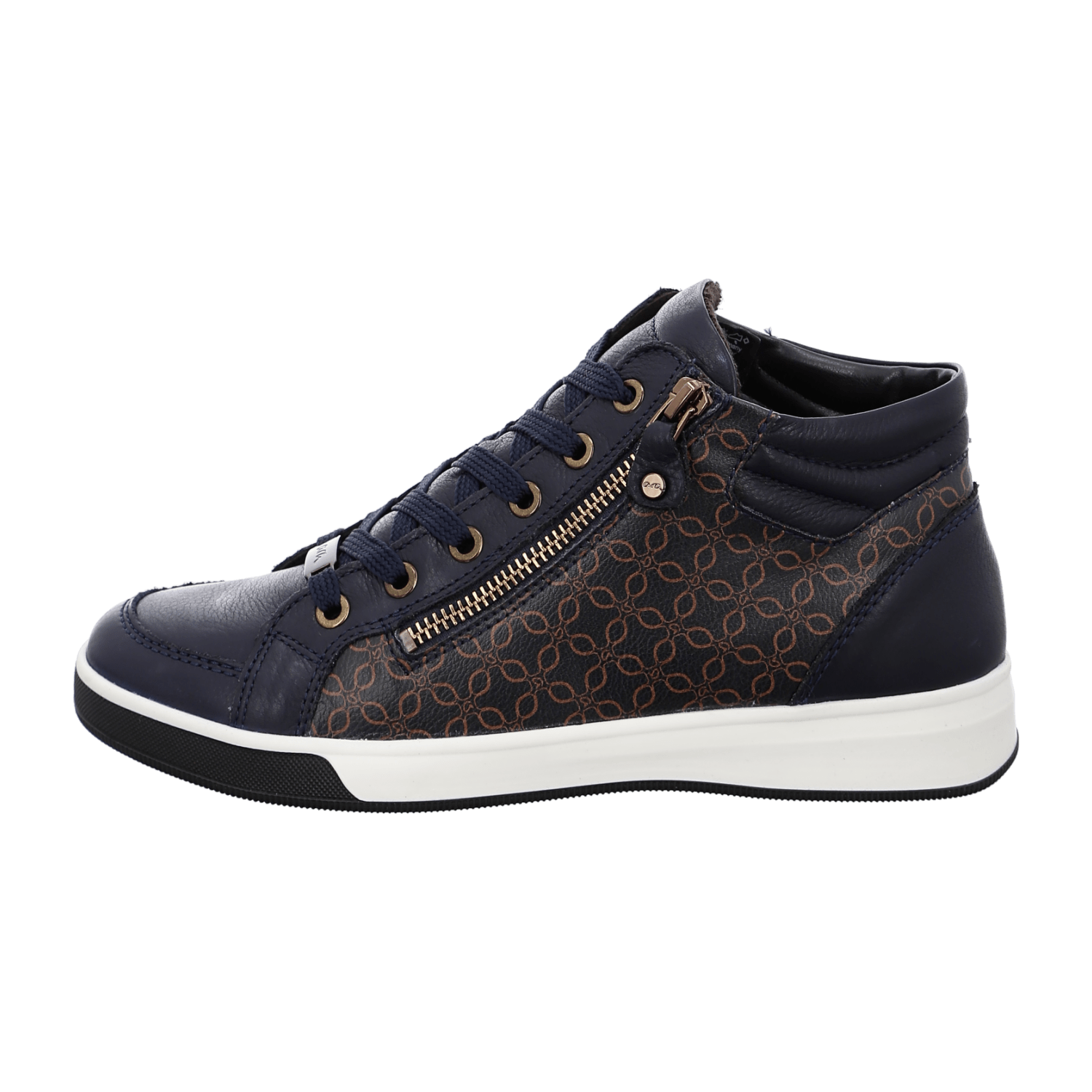 ARA ROM Women's Sneakers in Blue Smooth Leather with Lace-Up Closure and Closed Toe