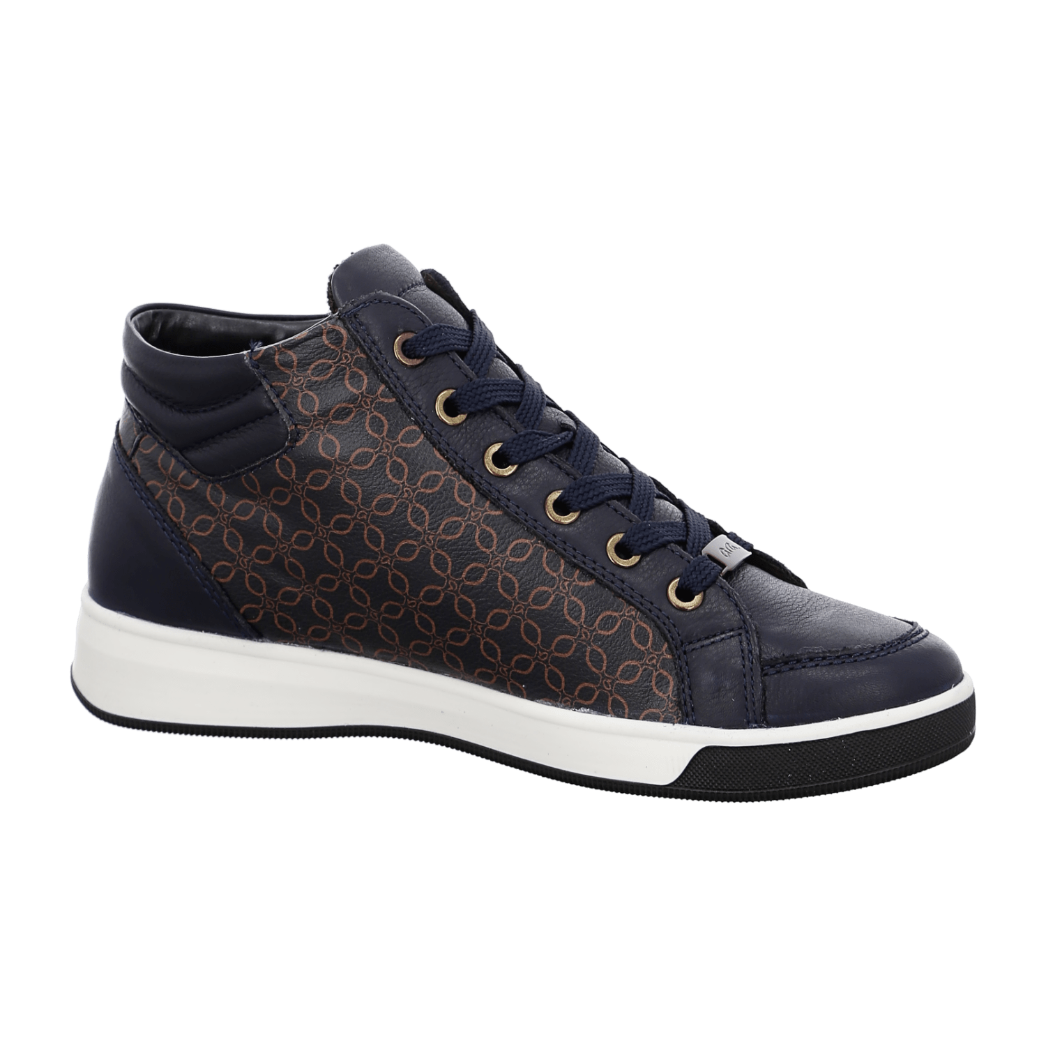 ARA ROM Women's Sneakers in Blue Smooth Leather with Lace-Up Closure and Closed Toe