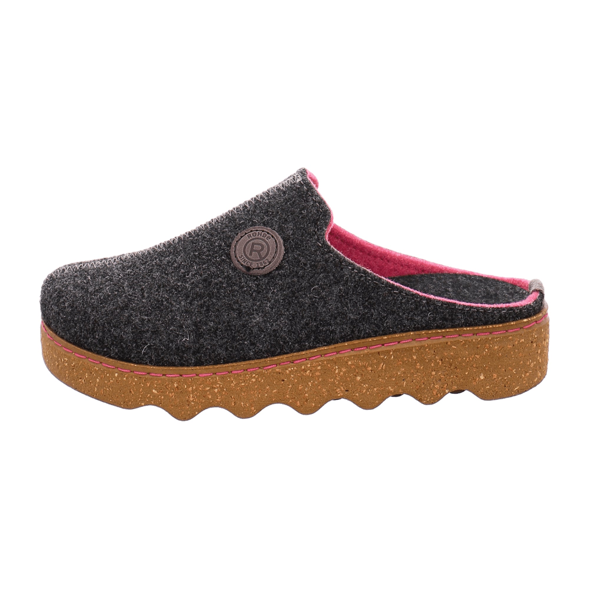 Rohde Women's Gray Slippers, Textile Upper, Flat Heel, Slip-On, Fall/Winter