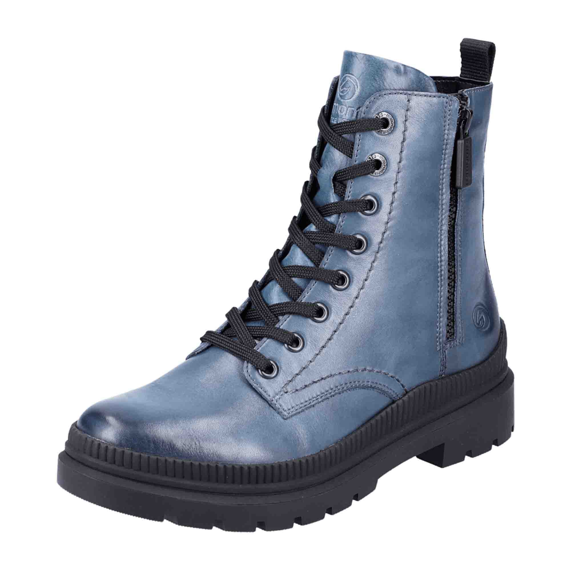 Remonte Women's Blue Ankle Boots with Zipper and Cushioned Sole