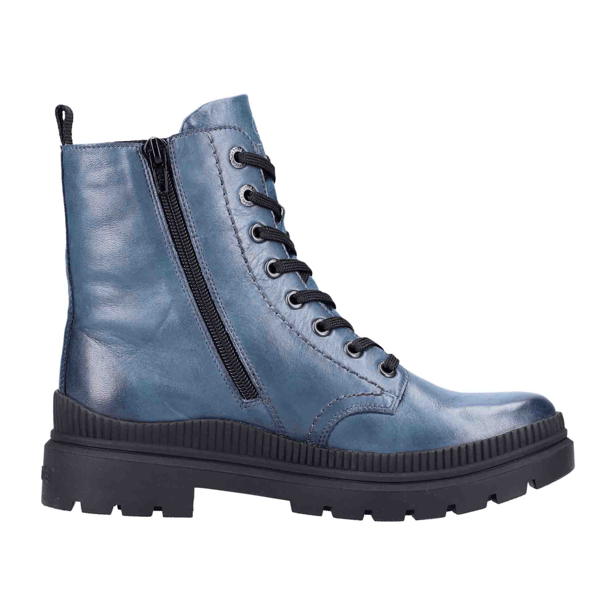 Remonte Women's Blue Ankle Boots with Zipper and Cushioned Sole