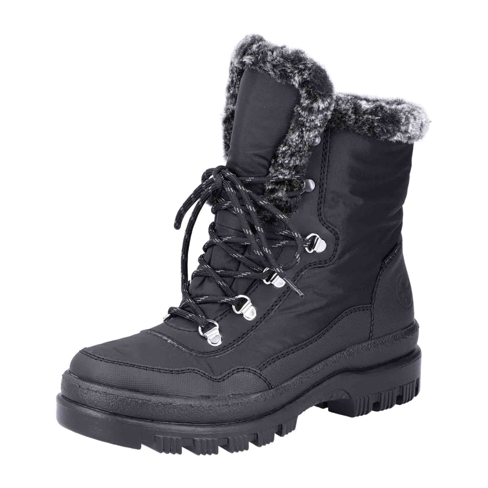 Rieker X9034-00 Black Women's Winter Boots with Warm Lining and Non-Slip Sole