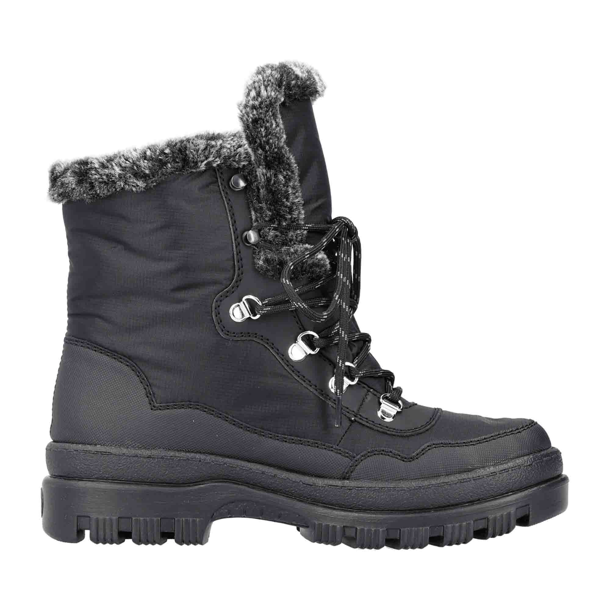 Rieker X9034-00 Black Women's Winter Boots with Warm Lining and Non-Slip Sole