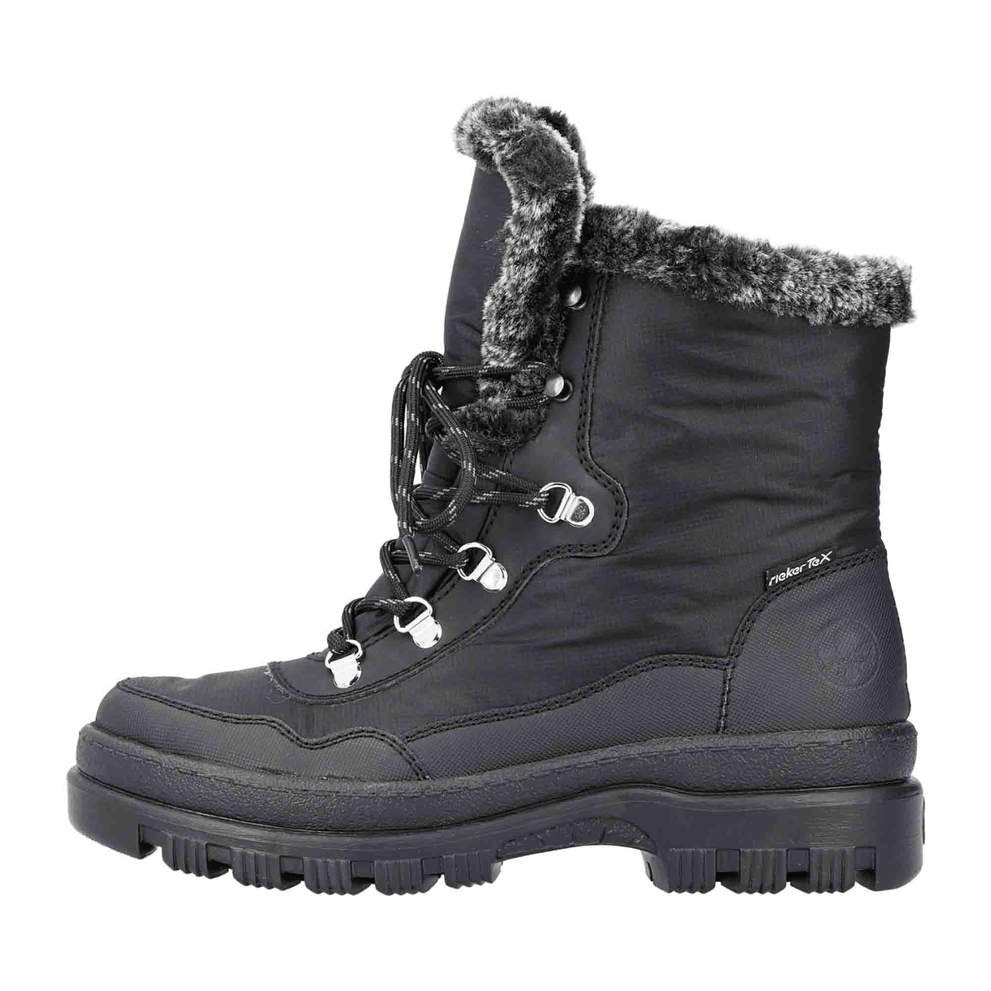 Rieker X9034-00 Black Women's Winter Boots with Warm Lining and Non-Slip Sole - Bartel-Shop