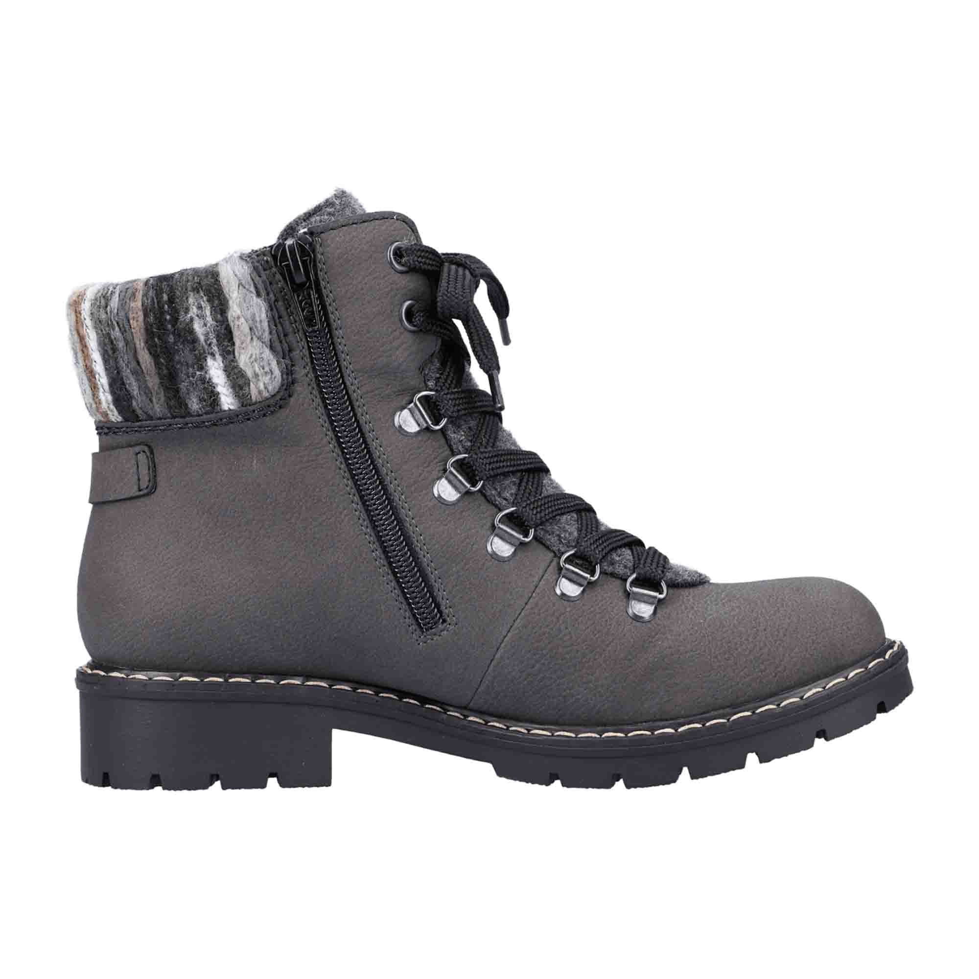 Rieker Y9131 Women's Gray Lace-Up Boots for Fall Winter
