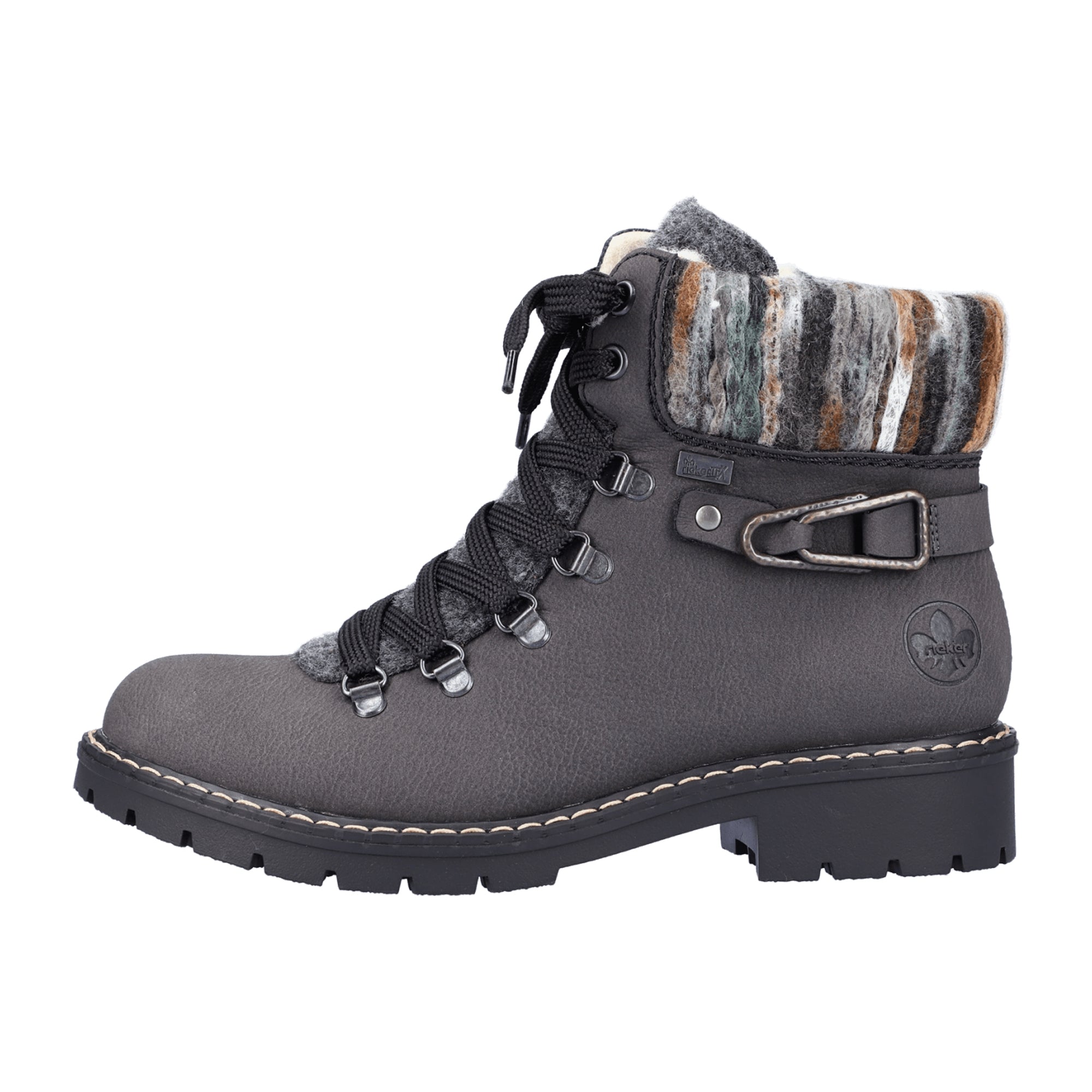 Rieker Y9131 Women's Gray Lace-Up Boots for Fall Winter