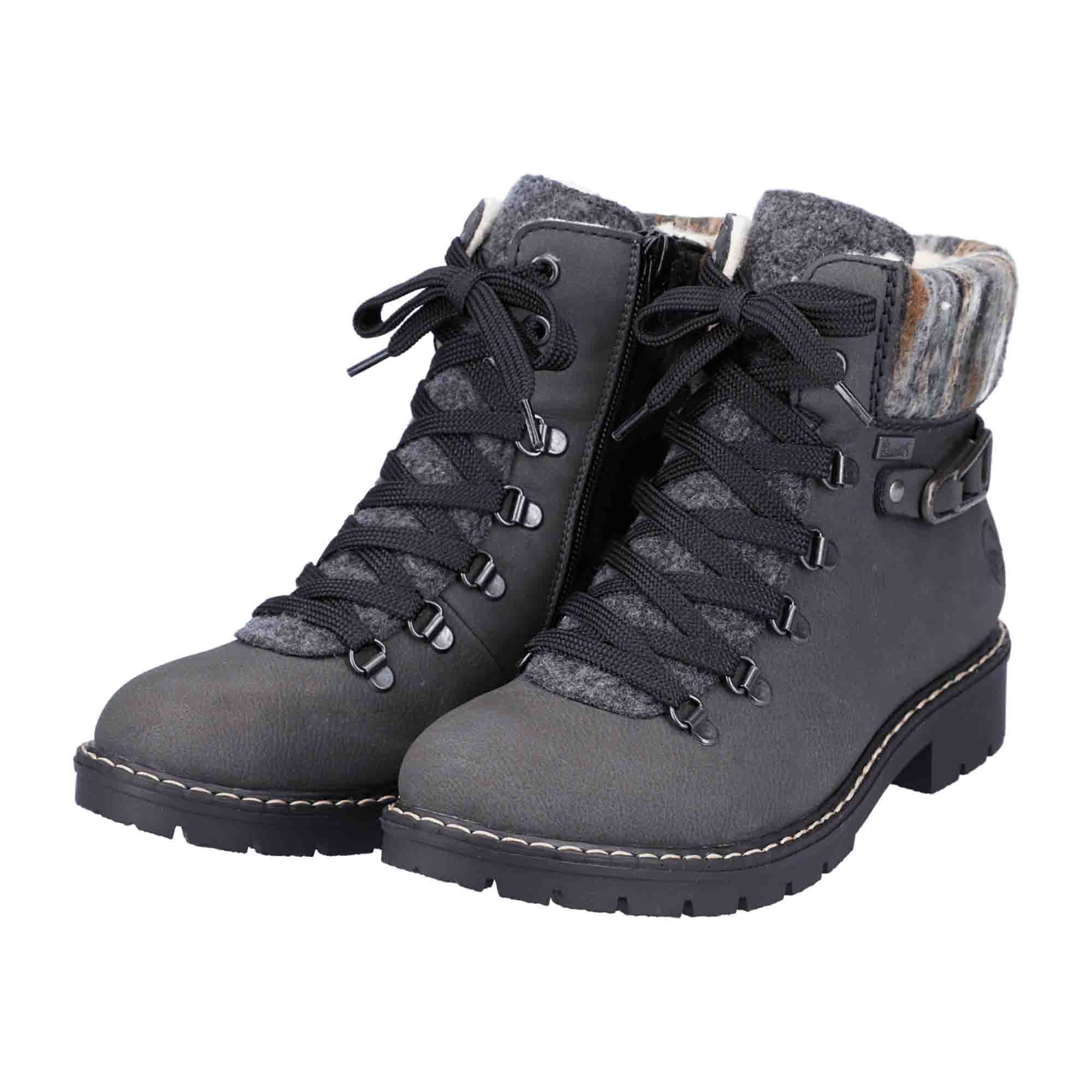 Rieker Y9131 Women's Gray Lace-Up Boots for Fall Winter