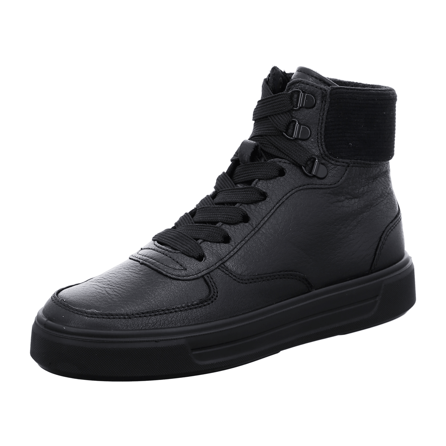 ARA COURTYARD Women's Leather Sneakers with Lace-Up Closure and Round Toe in Black