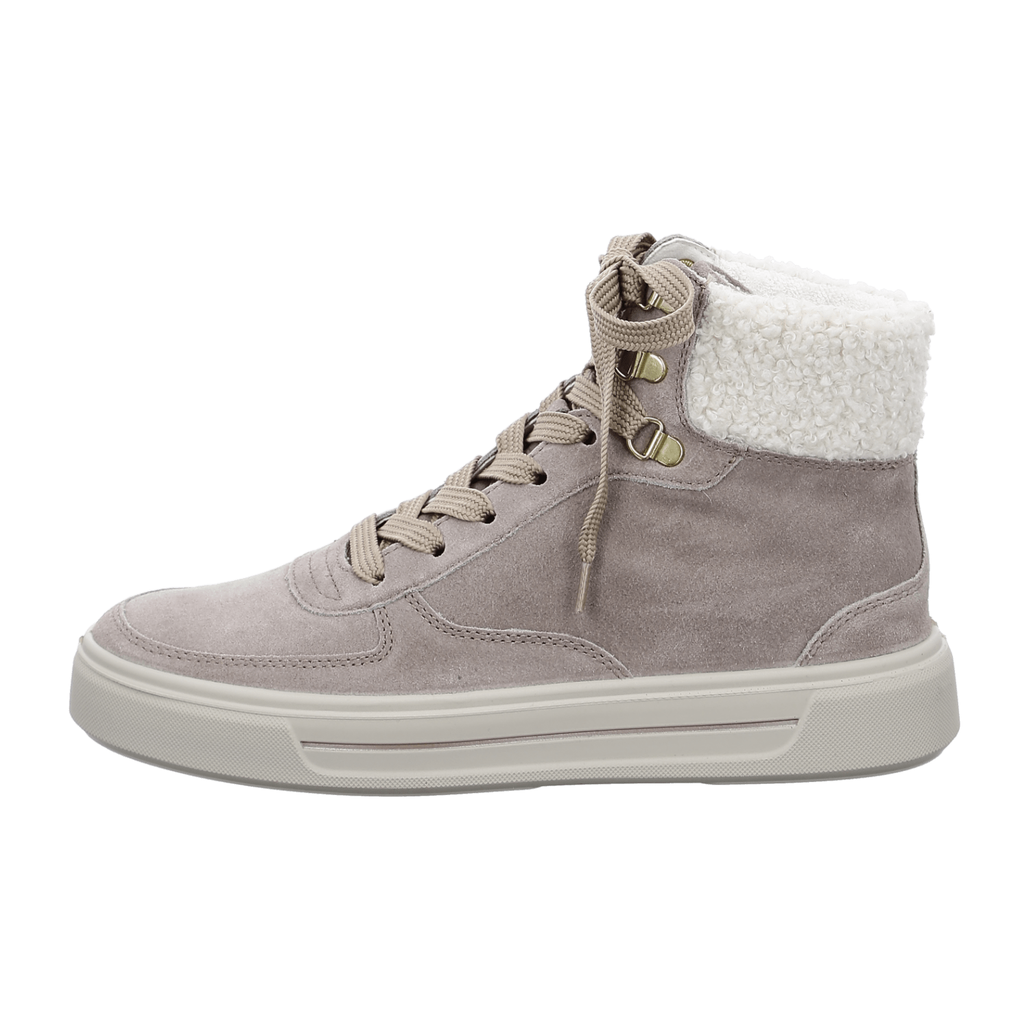 ARA COURTYARD Women's Velour Leather Sneakers in Beige with Lace-Up Closure