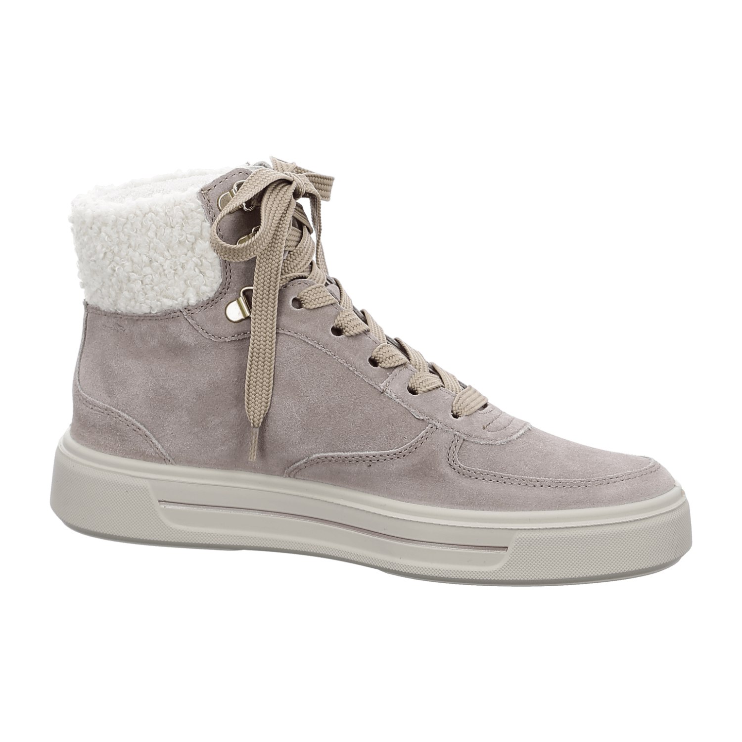 ARA COURTYARD Women's Velour Leather Sneakers in Beige with Lace-Up Closure