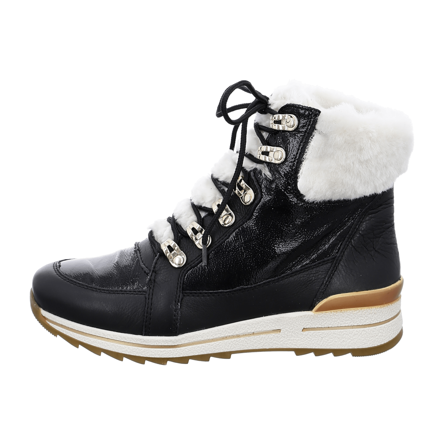 ARA Osaka Women's Winter Boots in Smooth Leather with Lacing and Warm Lining Black