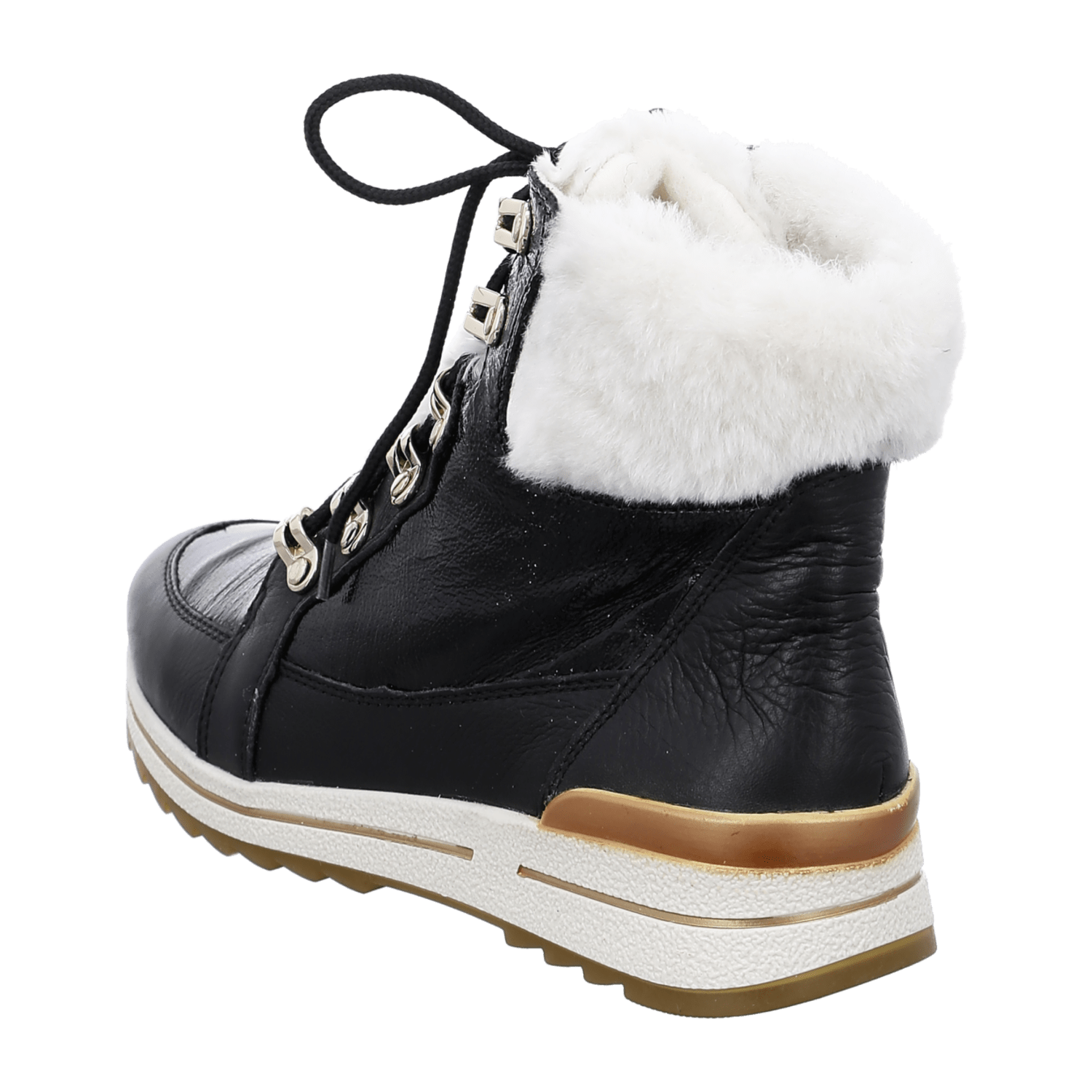 ARA Osaka Women's Winter Boots in Smooth Leather with Lacing and Warm Lining Black