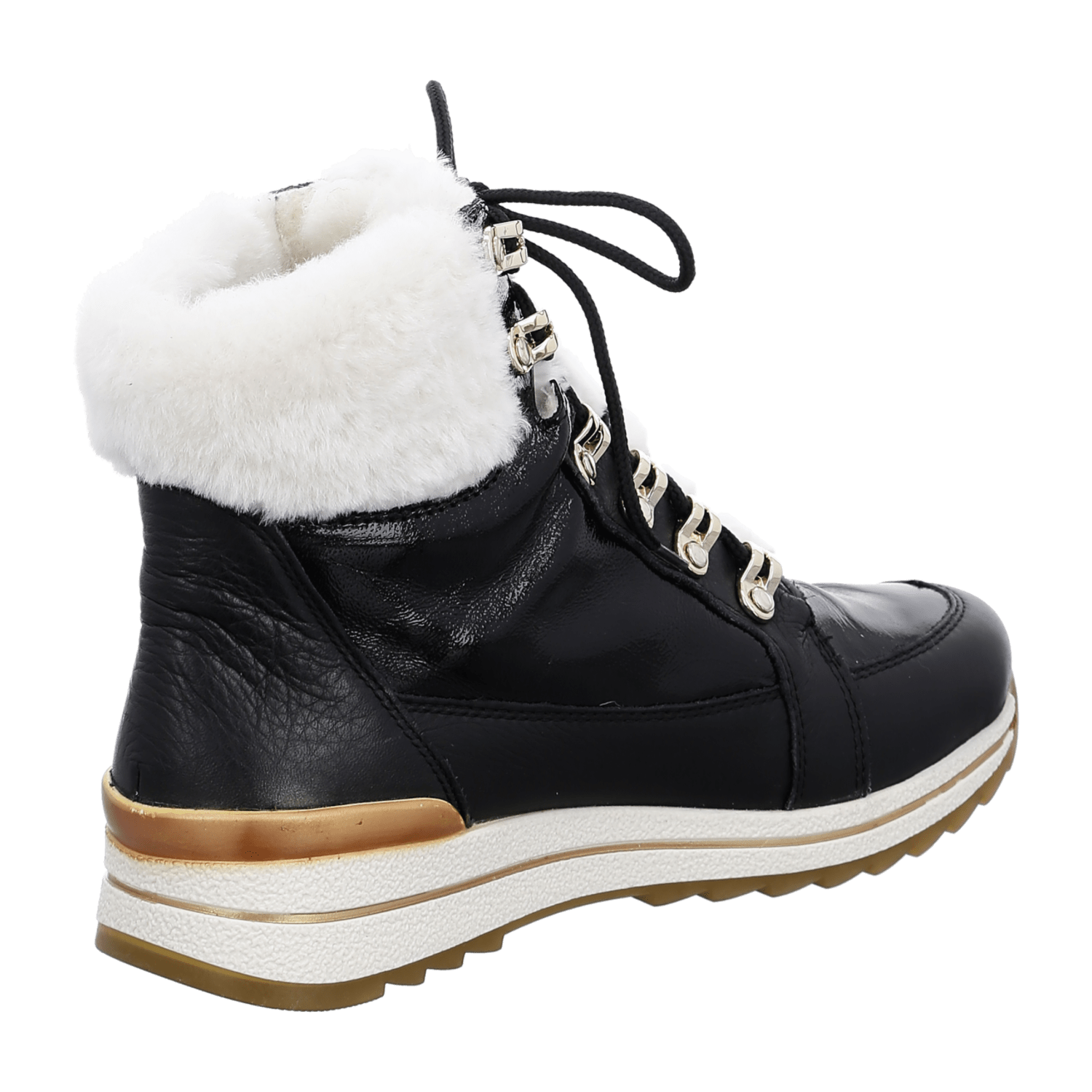 ARA Osaka Women's Winter Boots in Smooth Leather with Lacing and Warm Lining Black