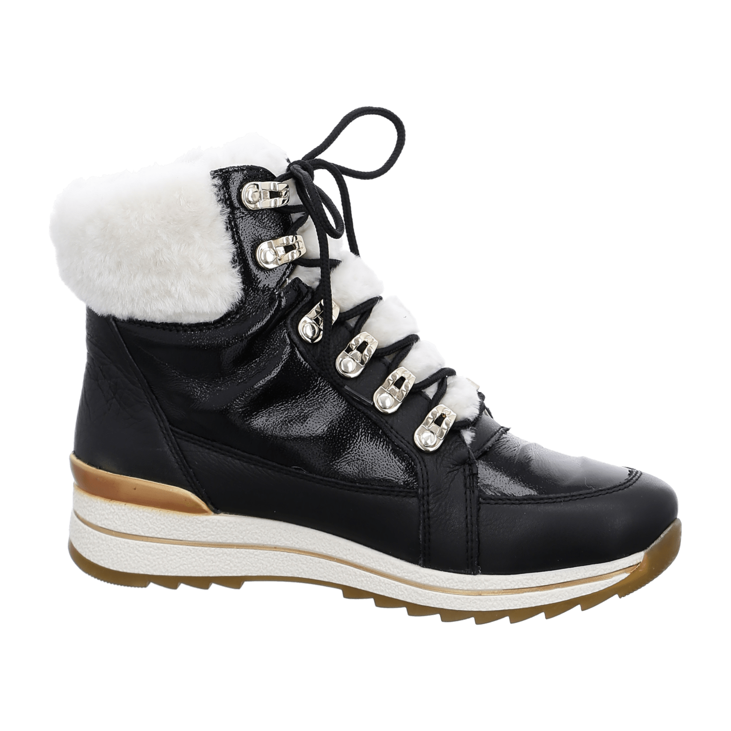ARA Osaka Women's Winter Boots in Smooth Leather with Lacing and Warm Lining Black