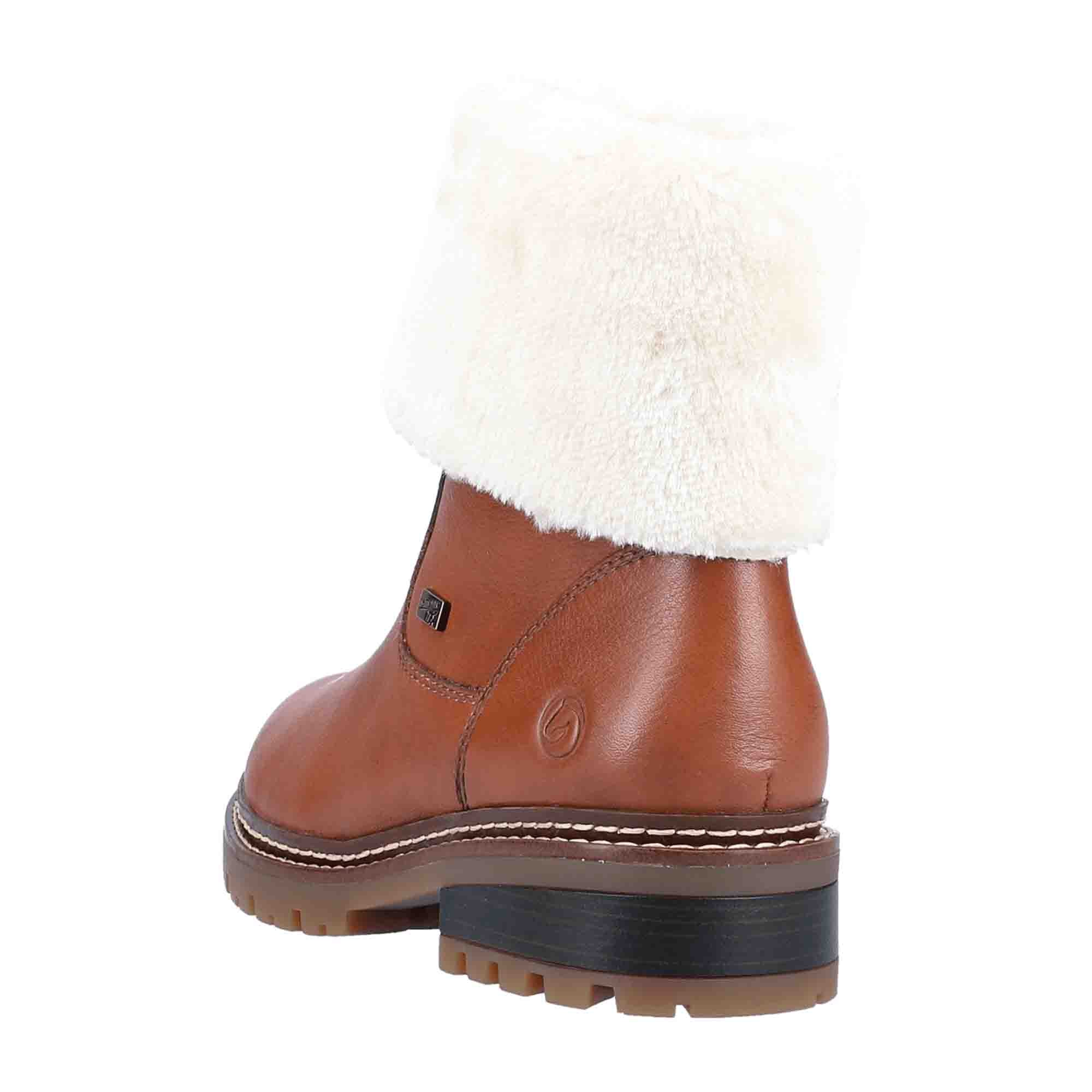 Remonte Classic Brown Leather Ankle Boots for Women with Warm Lining