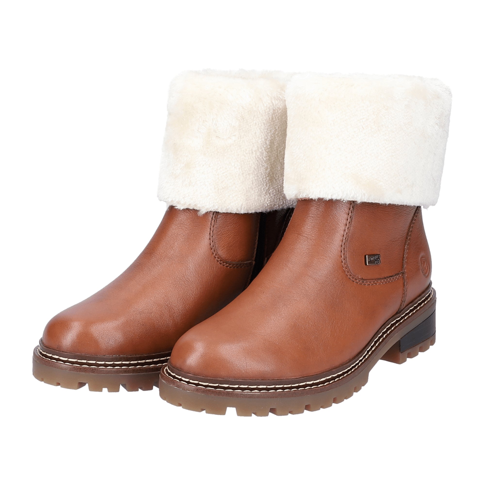 Remonte Classic Brown Leather Ankle Boots for Women with Warm Lining