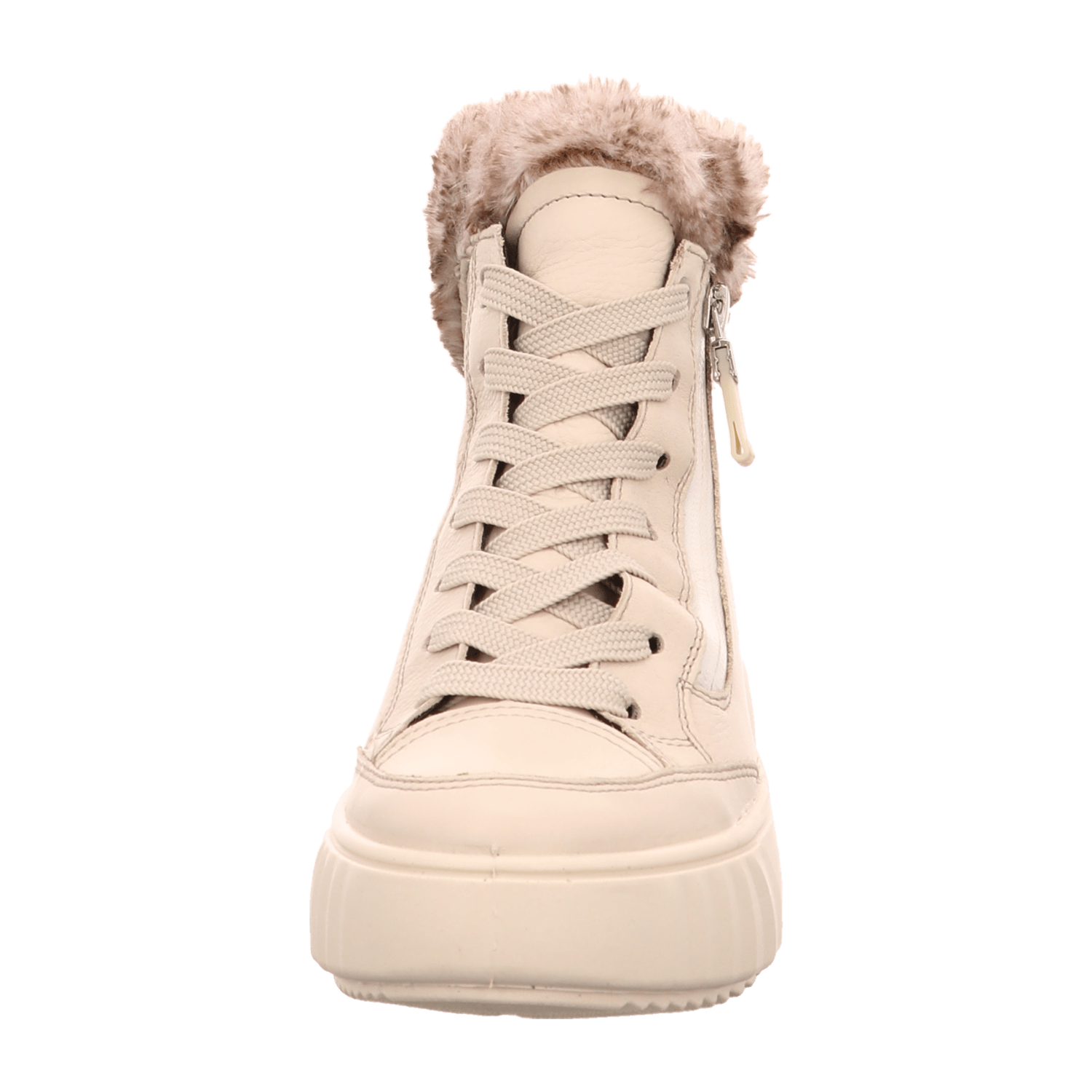 ARA MONACO Women's Sneakers in Grey Smooth Leather with Zipper and Gore-Tex Warm Lining