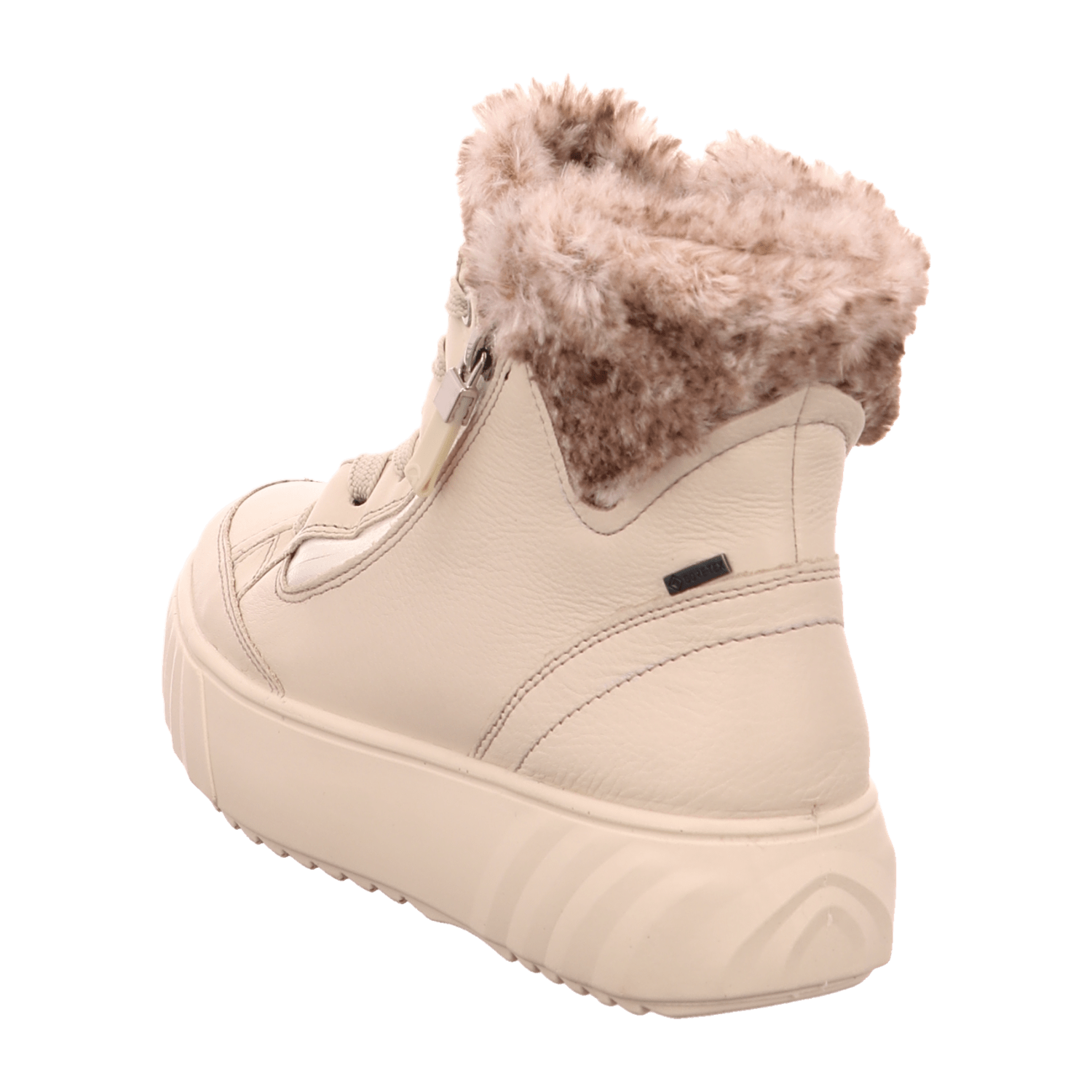 ARA MONACO Women's Sneakers in Grey Smooth Leather with Zipper and Gore-Tex Warm Lining