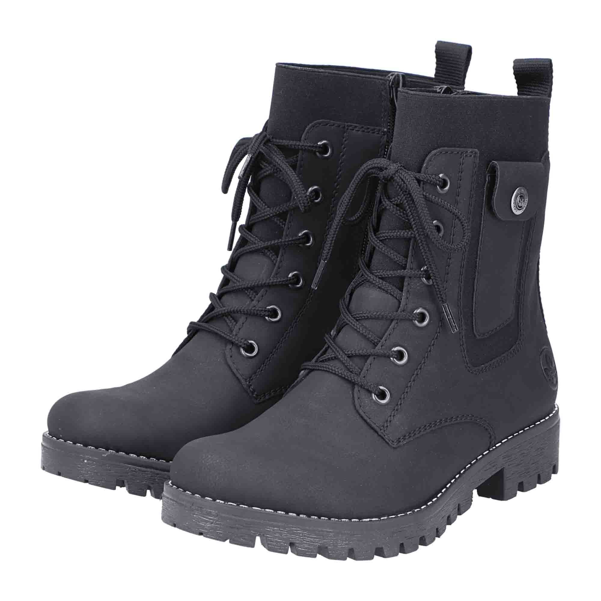 Rieker Women's Black Lace Up Ankle Boots with Warm Lining for Winter Comfort - Bartel-Shop