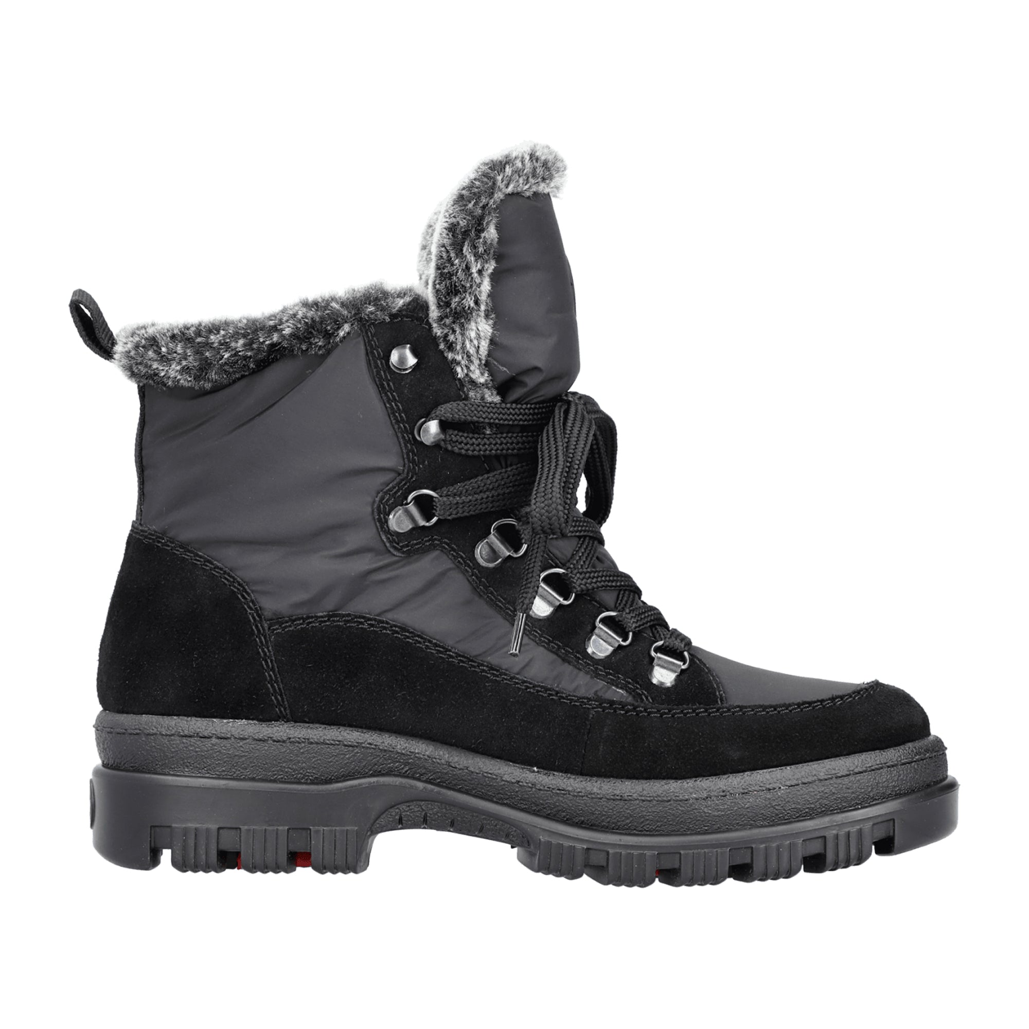 Rieker Women's Black Winter Boots X8222-00 Warm Lined with Lace-Up Closure
