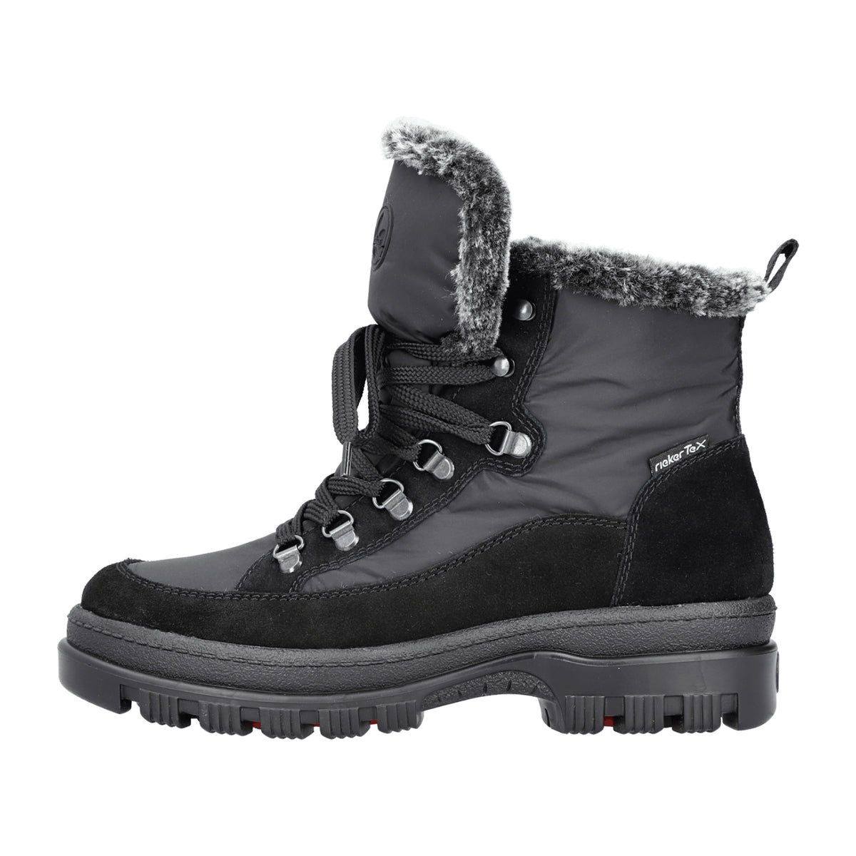 Rieker Women's Black Winter Boots X8222-00 Warm Lined with Lace-Up Closure